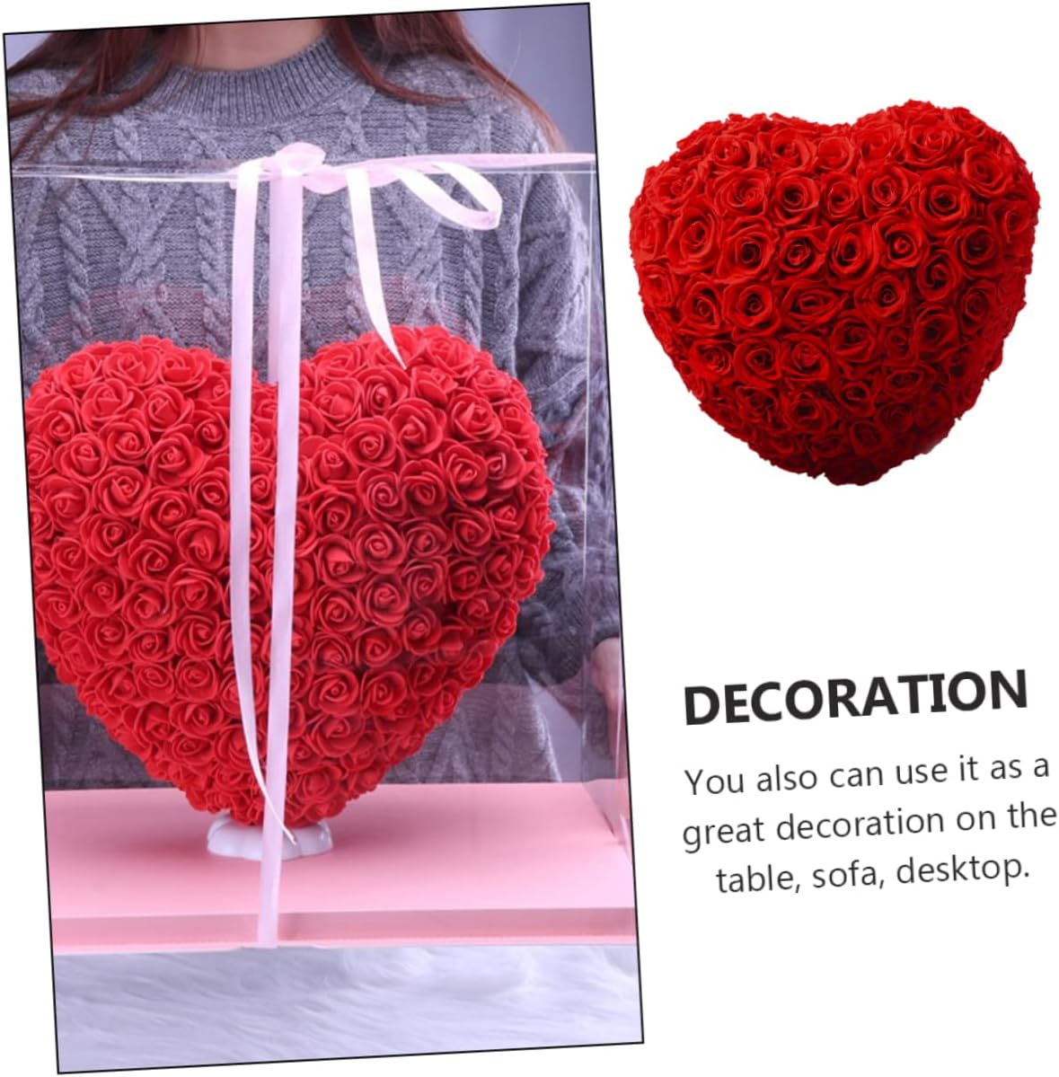 Heart Shaped Rose Gift Box Preserved Flower Box for Valentine's Day Romantic Adornment for Lovers and Friends Lasting Floral Decoration for Home and Parties