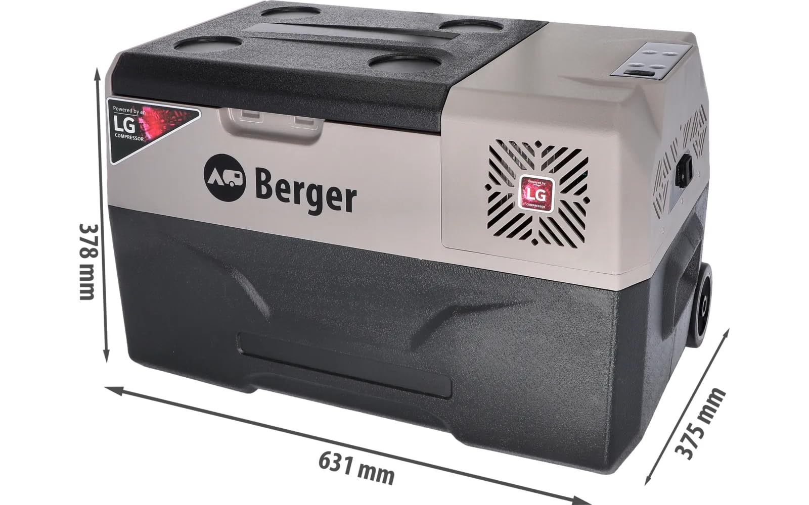 BERGER | Nevera de compresor B40-T 29 L, 12 V, 24 V, 230 V, Conector eléctrico, con Ruedas, silenciosa y Ligera, Ideal para Camping, jardín, Playa y Festival