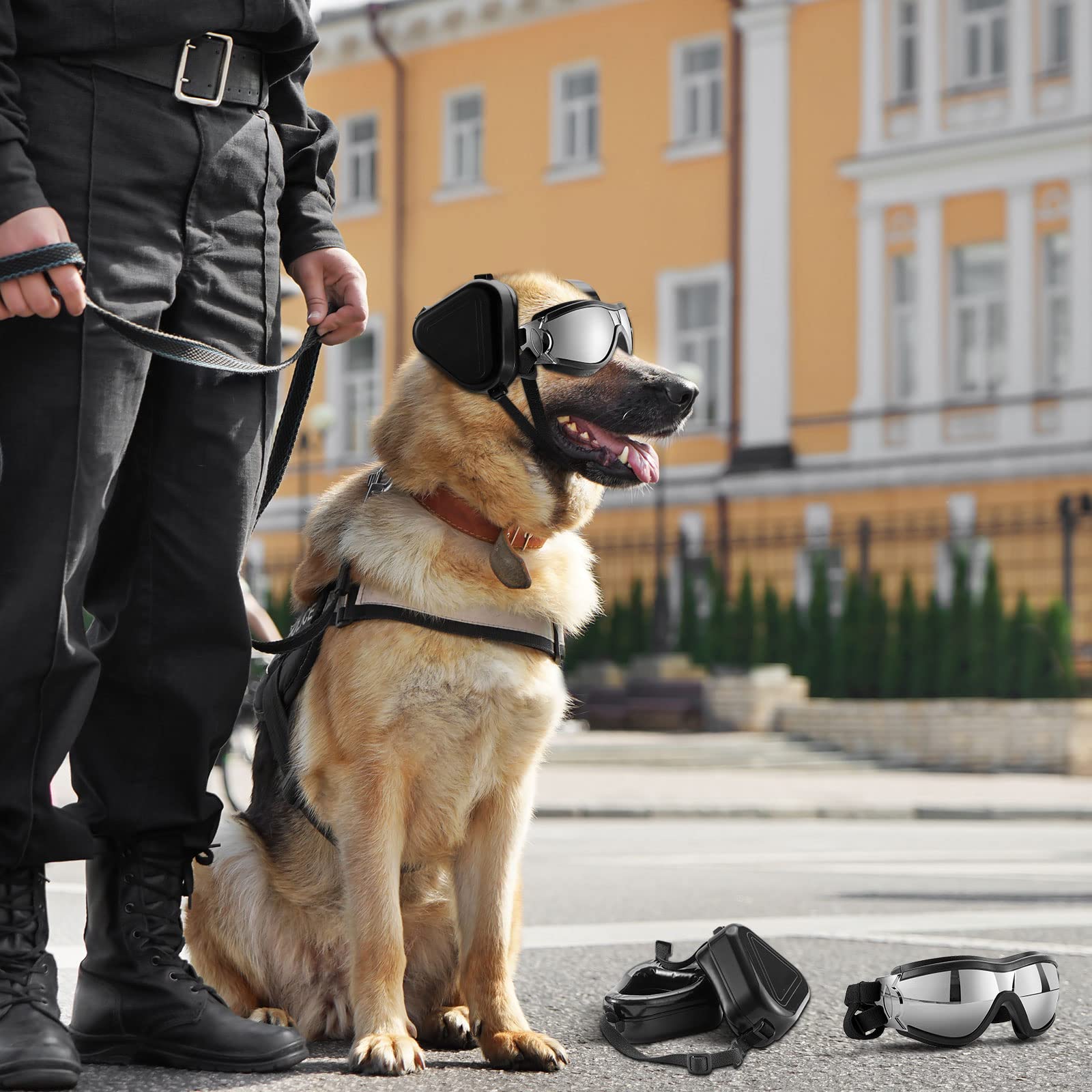 Hearing Protection for Dogs with Dog Sunglasses Dog Goggles, Dog Accessories Noise Cancelling Ear Muffs for Dogs Dog Glasses for Wind Protection Dust Protection Fog Protection Pet Accessories Pet Supplies