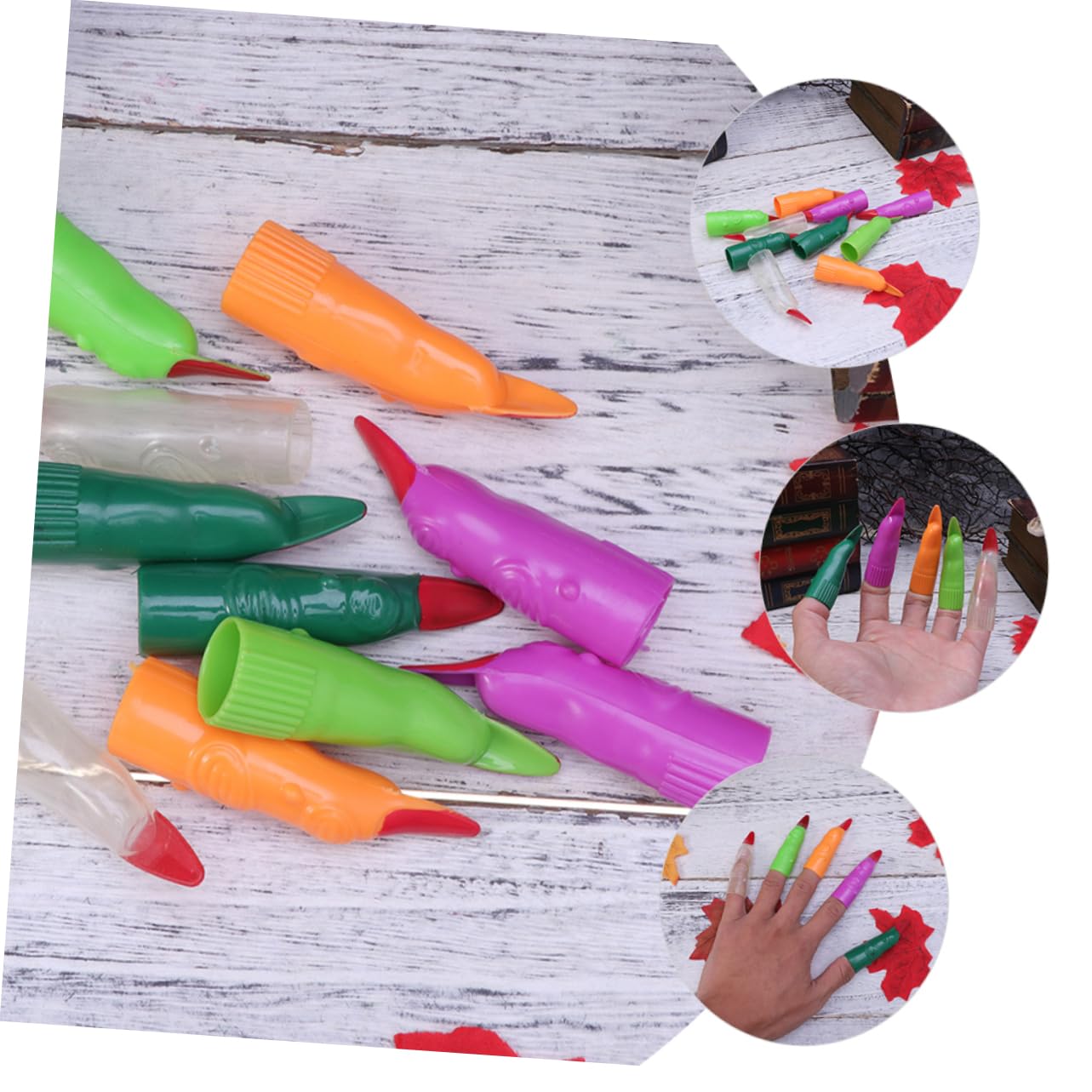 Beatifufu Halloween Witch Nails 100pcs Witch Fingernails Fake Fingers Boys and Girls Party Decorations