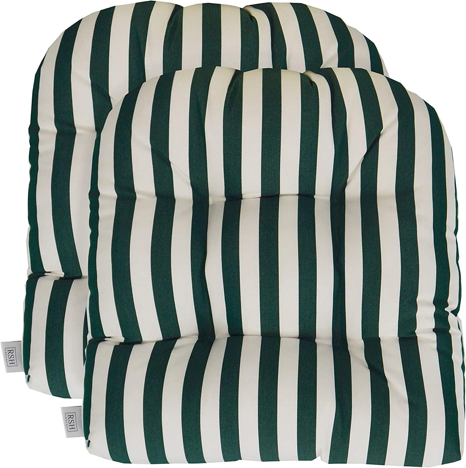 RSH DECOR: Tufted Wicker U-Shape Cushions Set of 2 | 22” x 22” | Sunbrella Performance Fabric | Water and Fade-Resistant | Outdoor Seat Cushions for Patio Furniture | Mason Forest Green