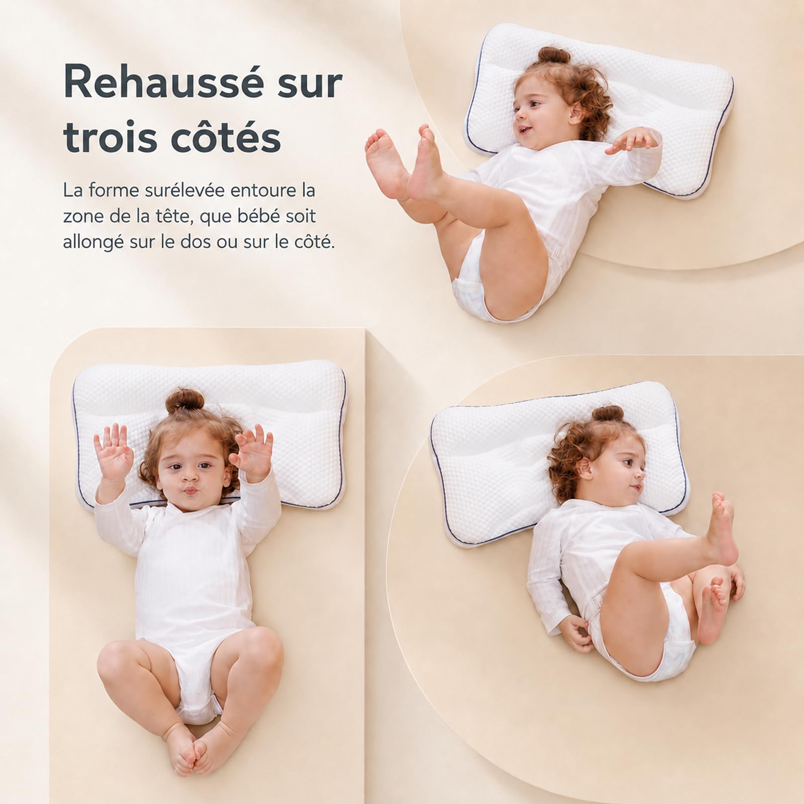 Oreiller Ergonomique Enfant, La Petite Nuit Oreiller, 2-4/4-6/6-9cm Oreiller, LéGer et Respirant, Support Ergonomique pour La TêTe Et La Nuque pour Un Sommeil RéParateur (4-6 cm de Hauteur)