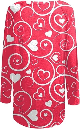 Miniatura 5 de Camisas para el día de San Valentín para mujer, diseño de corazón rojo, diseño de amor, suéter largo, a la moda, blusas de San Valentín