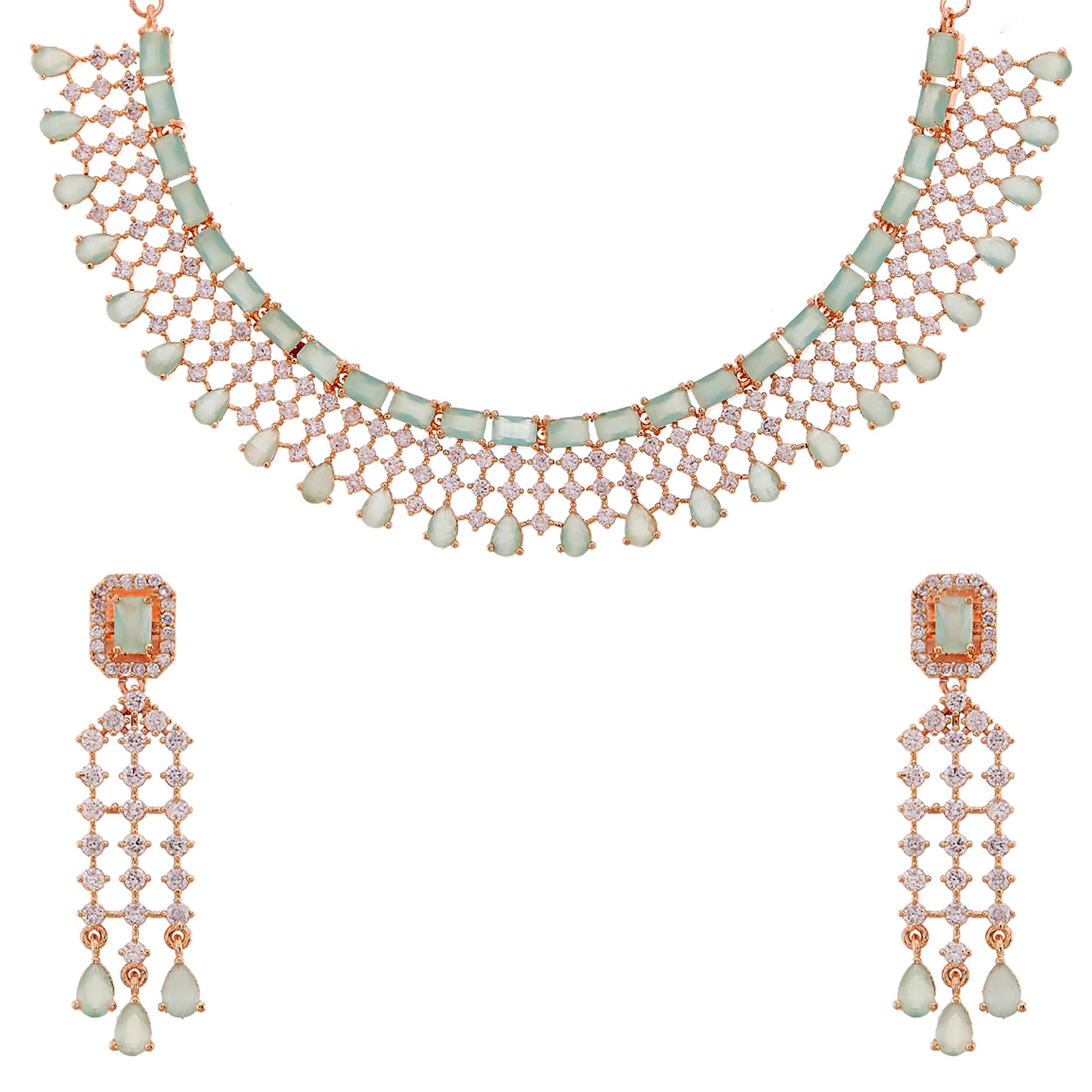 Floral Choker Necklace Set and Earrings