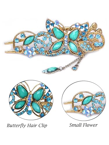 Miniatura 6 de Clip de pelo de mariposa de cristal vintage para mujer, para herramientas de belleza de clip de pelo (azul)
