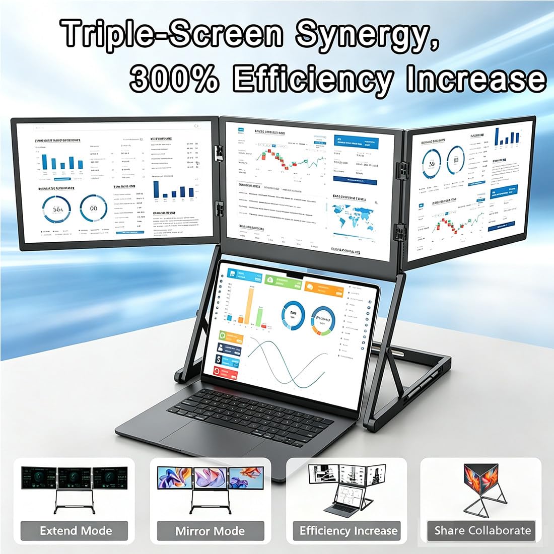 Estensore Triplo Schermo IPS FHD per Laptop,Triplo Monitor per Laptop