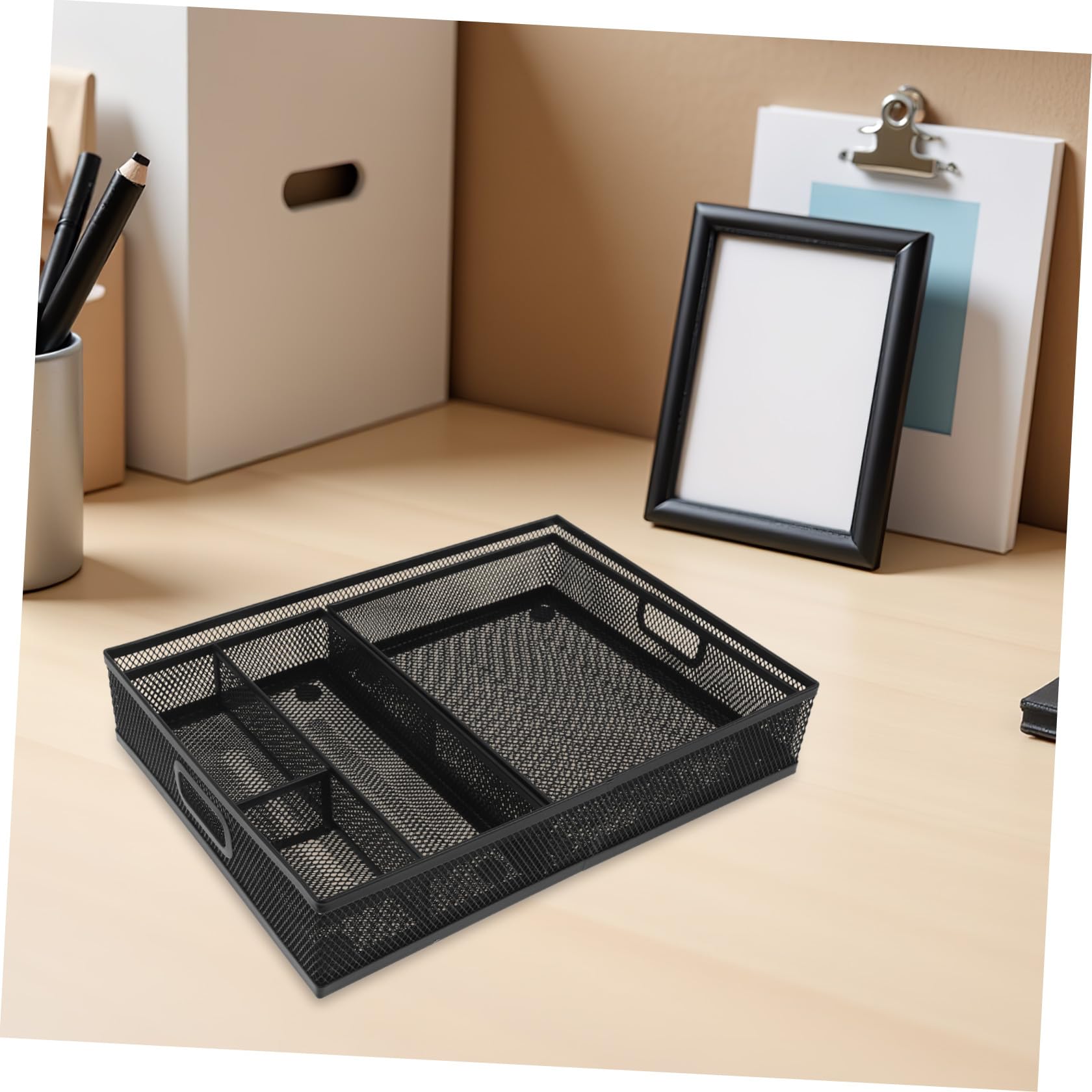 ULTECHNOVO 3 Pezzi Organizer da Scrivania con Scomparti per Ufficio e Casa Cassetto Multifunzione per Documenti Cancelleria e Accessori per Ordine Quotidiano