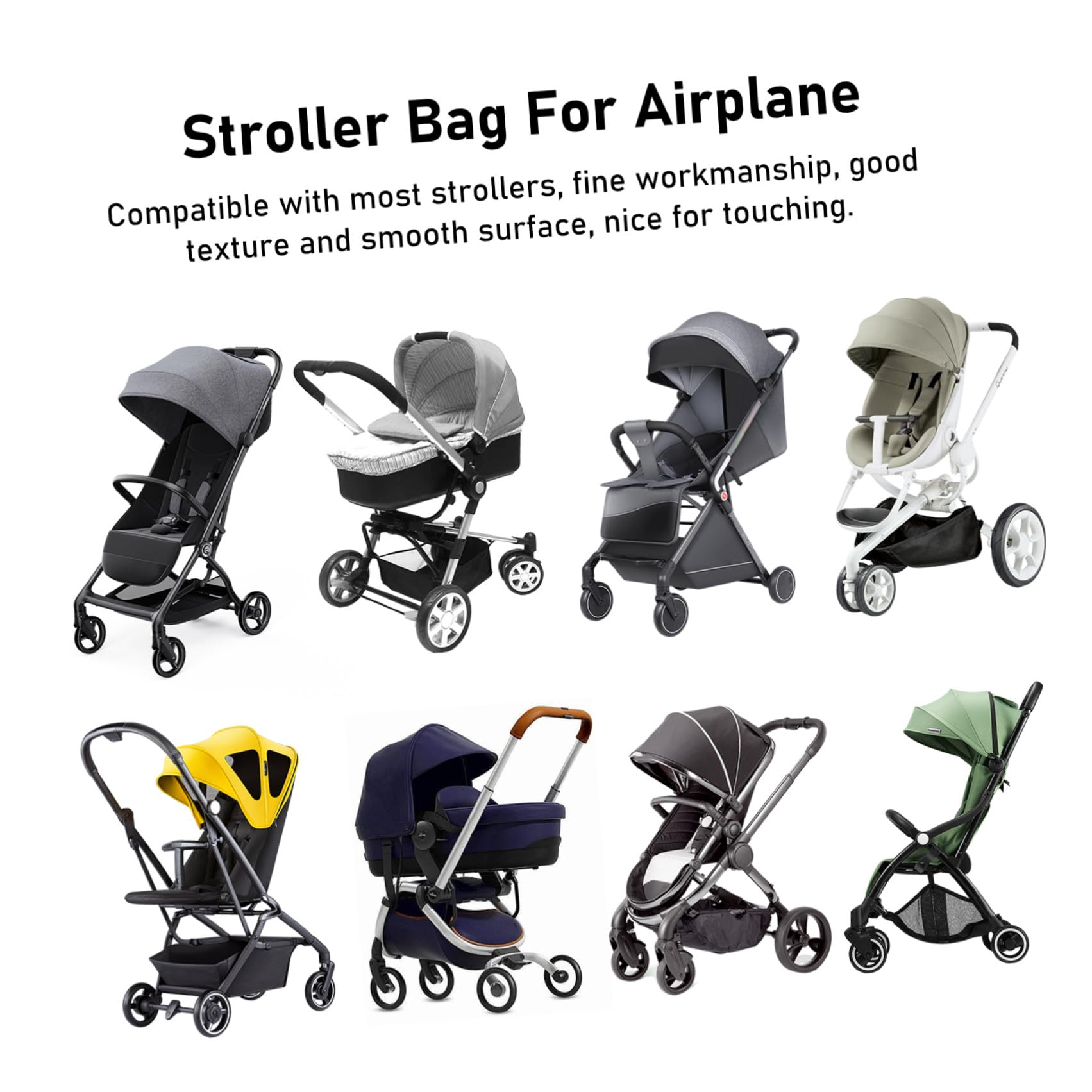 Borsa da Viaggio per Passeggino Doppia Tracolla Nera, Compatibile la Maggior Parte dei Modelli, Chiusura a Coulisse Bloccabile, per Viaggi in Aereo e Trasporto Sicuro in Aeroporto