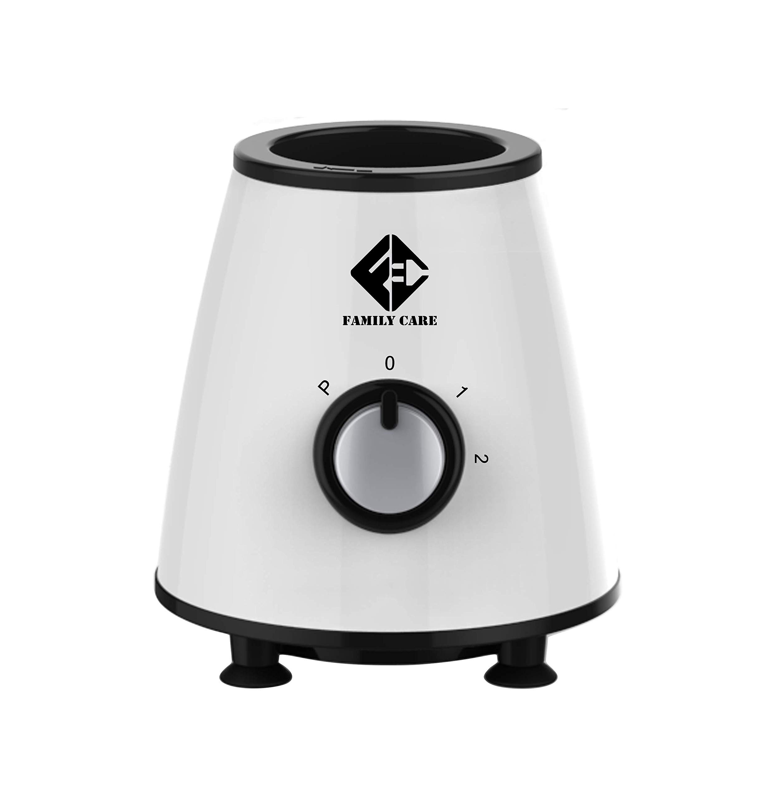 Family Care Batidora de Vaso de 800 W, Jarra de Cristal 1L, Cuchilla 6 Hojas Acero Inoxidable Desmontables, 4 Velocidades Incluida Turbo, Color Blanco