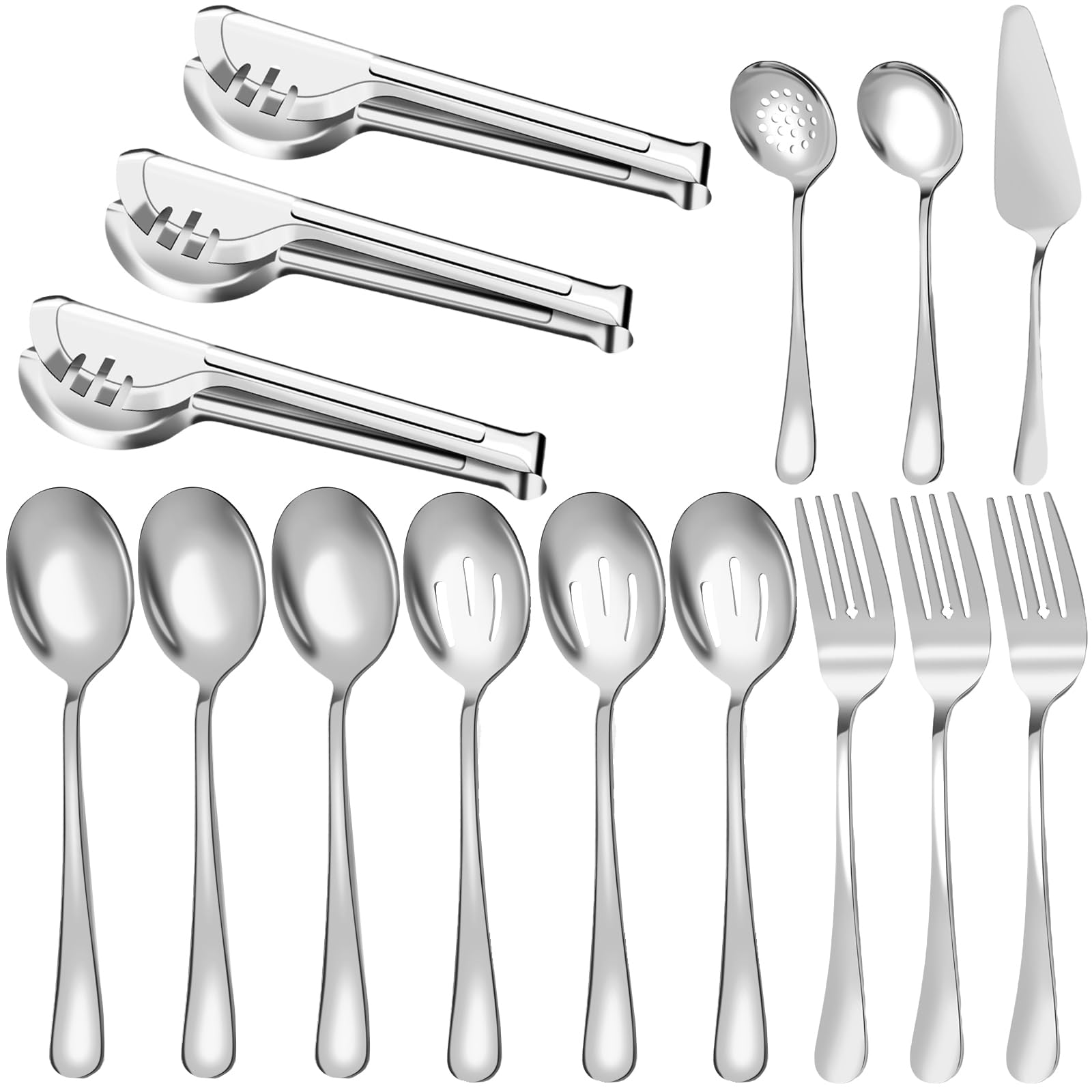 Paquete de 15 utensilios para servir (plata)