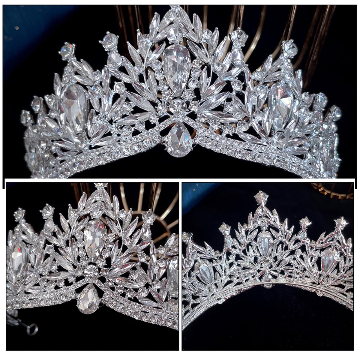Tiara de Novia para Boda Gemas de Imitación Plateada, Accesorio Cabello de Mujer y Niña, Ligera y Elegante para Eventos Nupciales y Celebraciones Obsequios