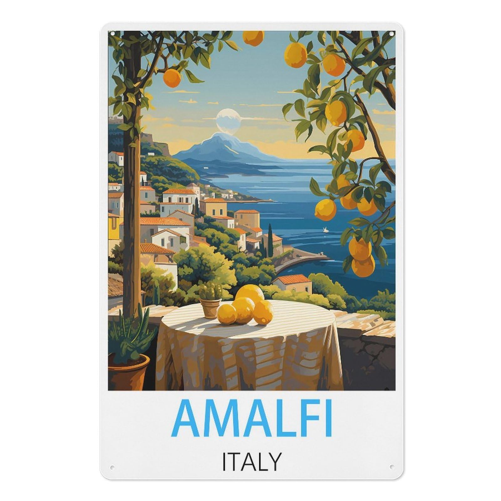 Italy Retro Design Tin Paintings Vintage Tin Sign 08x12inch(20x30cm) Wall Art for Home Office Bedroom Living Room Cafes Wall Decor