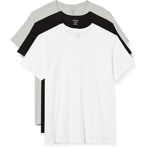Calvin Klein Men's 3-Pack Pure Cotton Crew-Neck T-Shirts, Black/White/Grey Small Black/White/Grey