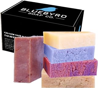 Bluebyrd Soap 5-Pack Handmade Natural Floral Soap Bars for Women - Vegan Luxury Gift Set with Honeysuckle, Lilac, Jasmine, Gardenia, Tobacco Blossoms