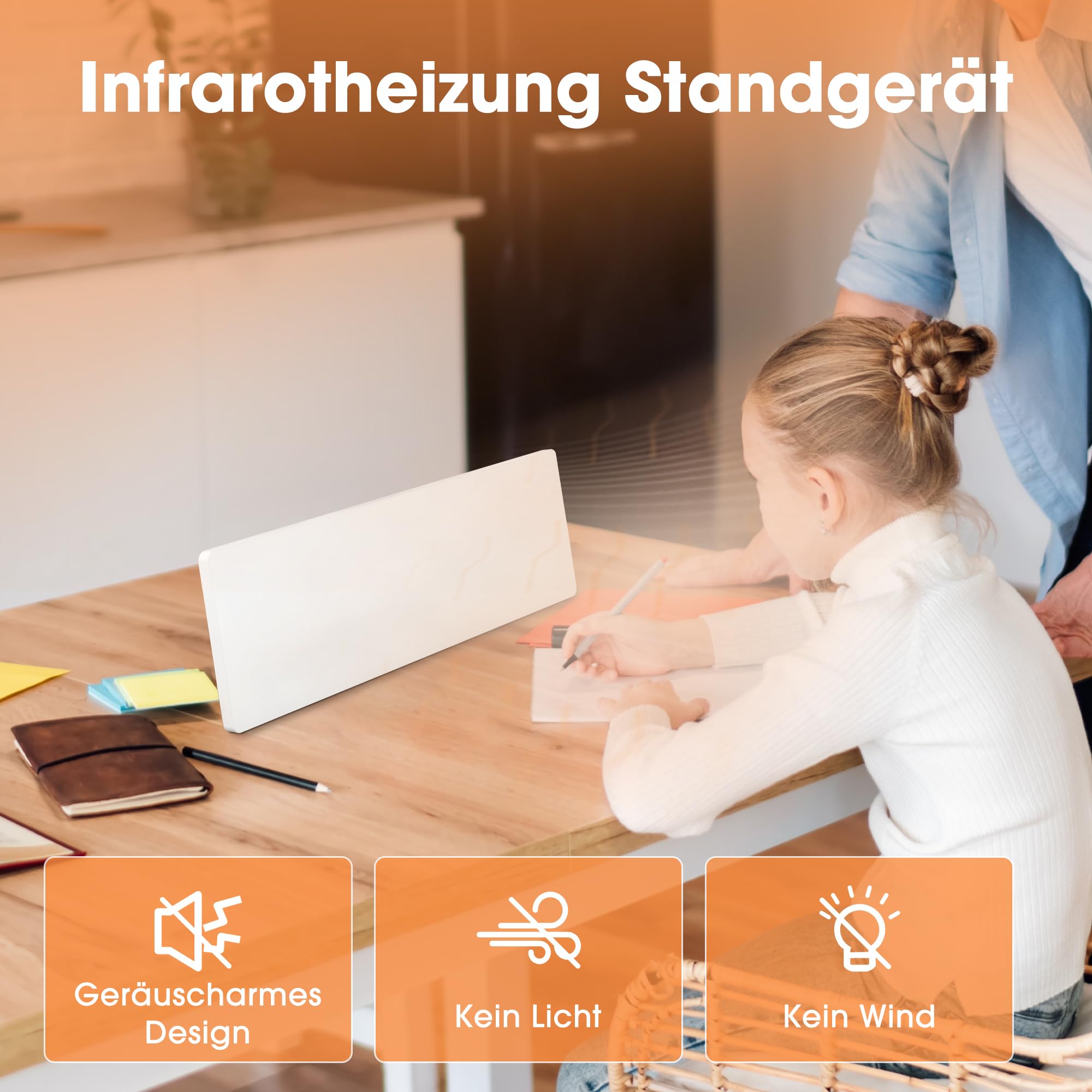 Byecold Infrarotheizung Standgerät 90 Watt, Infrarot Elektroheizung Heizplatte, Schimmel Heizgerät, Schreibtischheizung, Untertischheizung, Schimmelentferner ohne Chemie