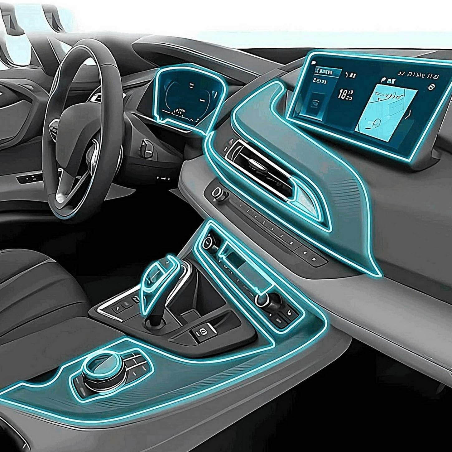 Film PPF pour BMW i8 2014-2023 protection de console centrale RHD