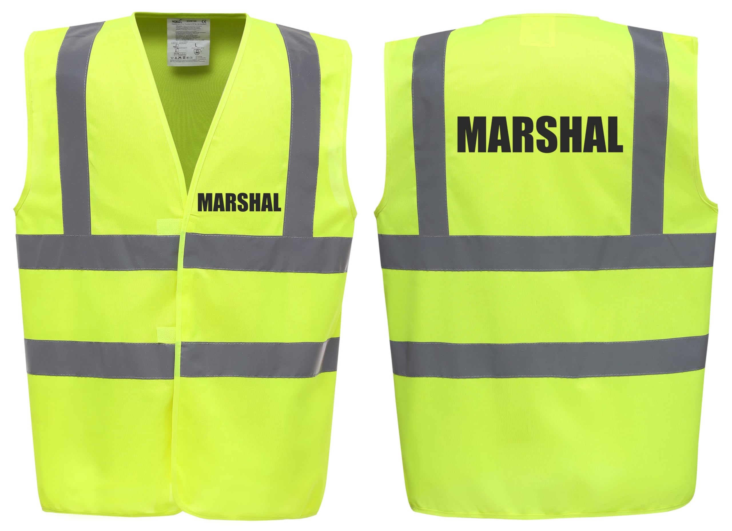 Brook Hi Vis Uk Unisex Yellow Marshal Hi Vis Viz Safety Vest Waistcoat Reflective High Visibility En471 Bs XXX-Large