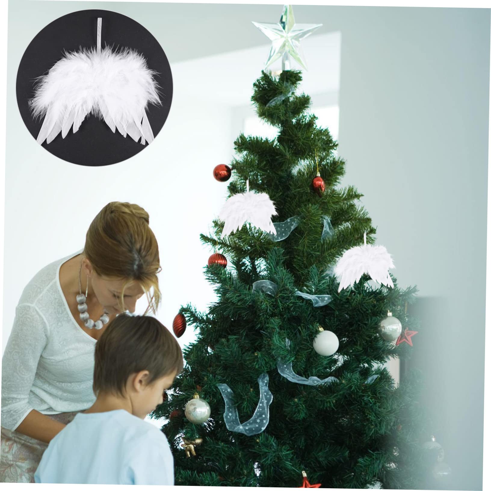OUNONA 48piezas Adornos Colgantes De Alas De Ángel para Navidad Decoración De Alas De Ángel para Árbol De Navidad Colgantes Adorables y Festivos