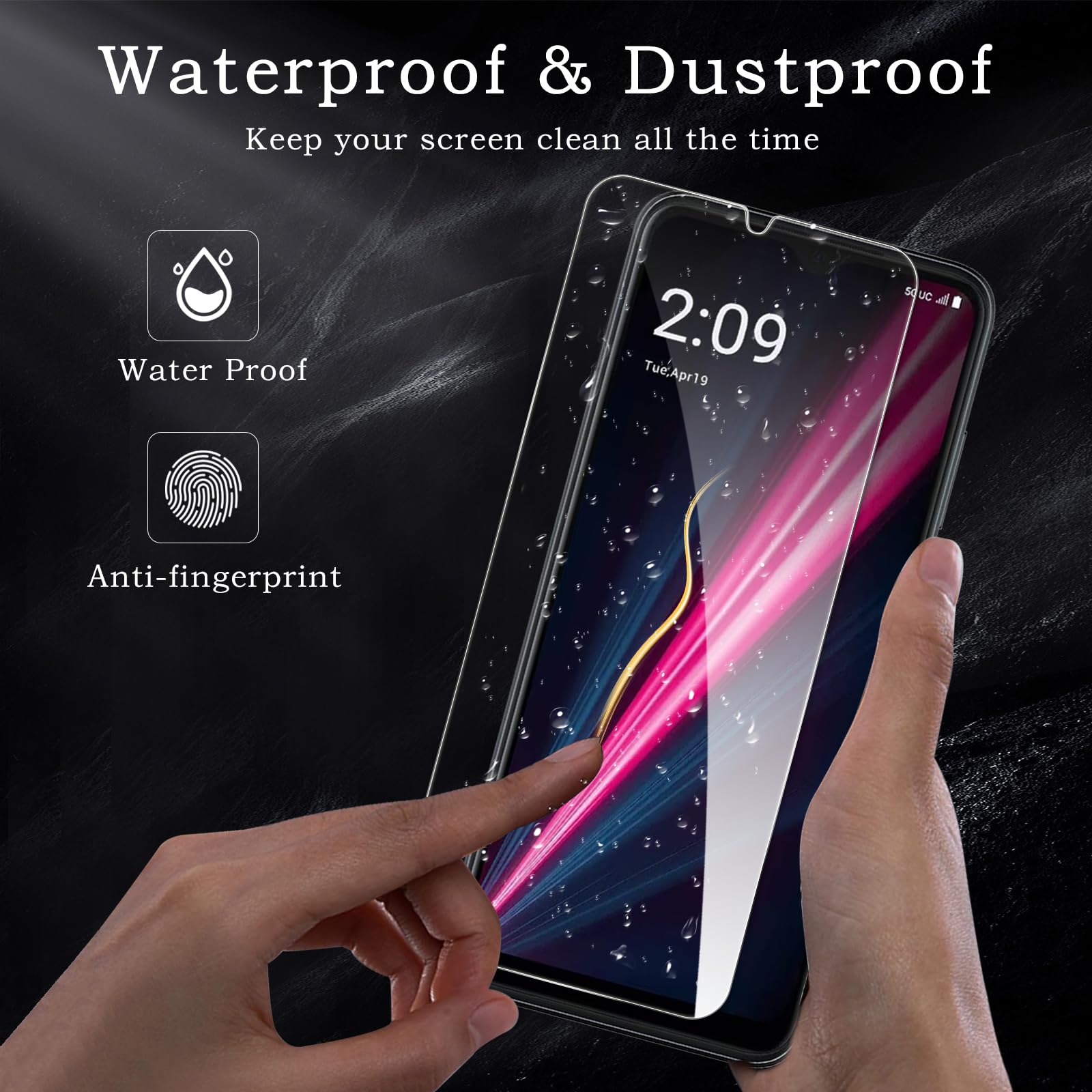 Confezione da 3 pellicole proteggi schermo per T-Mobile Revvl 6 Pro 5G + 2 pellicole protettive in vetro temperato, ultra HD, durezza 9H, antigraffio, senza bolle, ultra resistenti