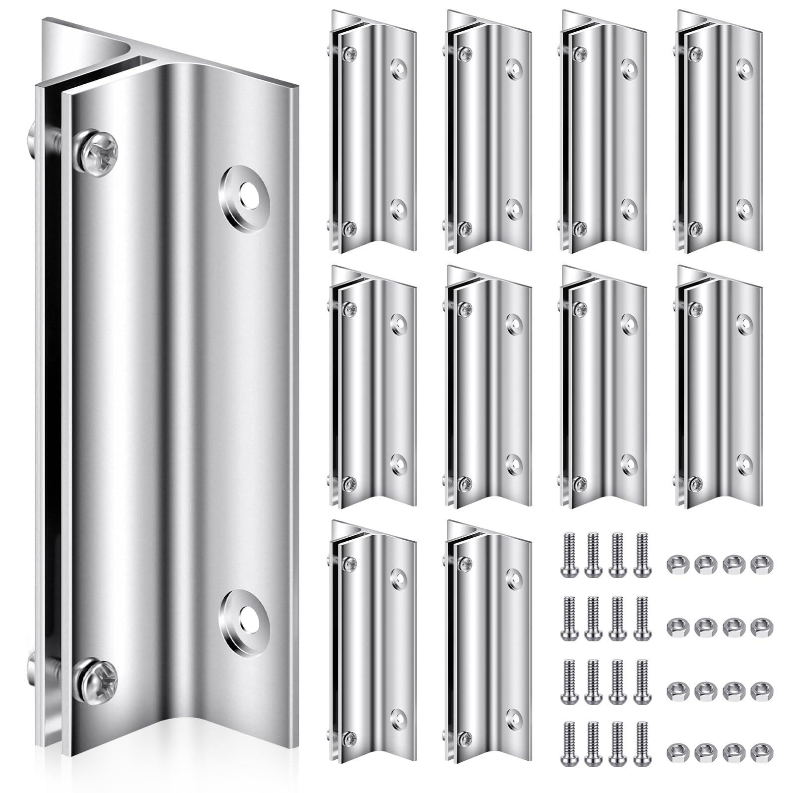 Zonon 10 Pack 4" Length Aluminum Corridor Sign Wall Brackets, 1/8" Substrate Design, Silver Hanging Street Sign Holder Mounting Bracket for Corridors,