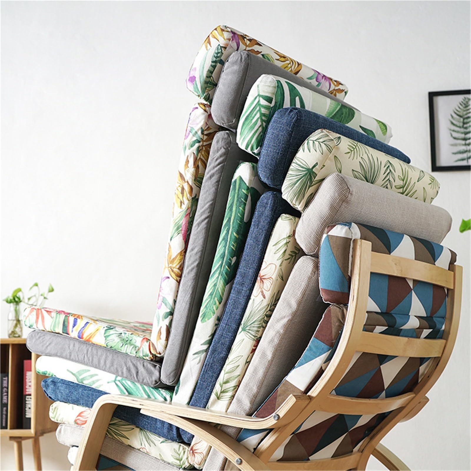 1PC Poang Chair Poltrona Cuscino, Morbido Cuscino di Ricambio for Sedia a Dondolo con Fodera Rimovibile Sedia Cuscino in Cotone Antiscivolo Dondolo, Spesso Imbottito(Color 9)
