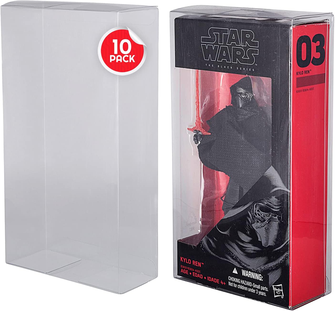 EVORETRO Action Figure Display Case Protector - 10 Pack - Compatible with Star Wars Black Series 6 Inch Figures - Thick, Clear PET Plastic Action Figure Display Case, Will Last for Years to Come