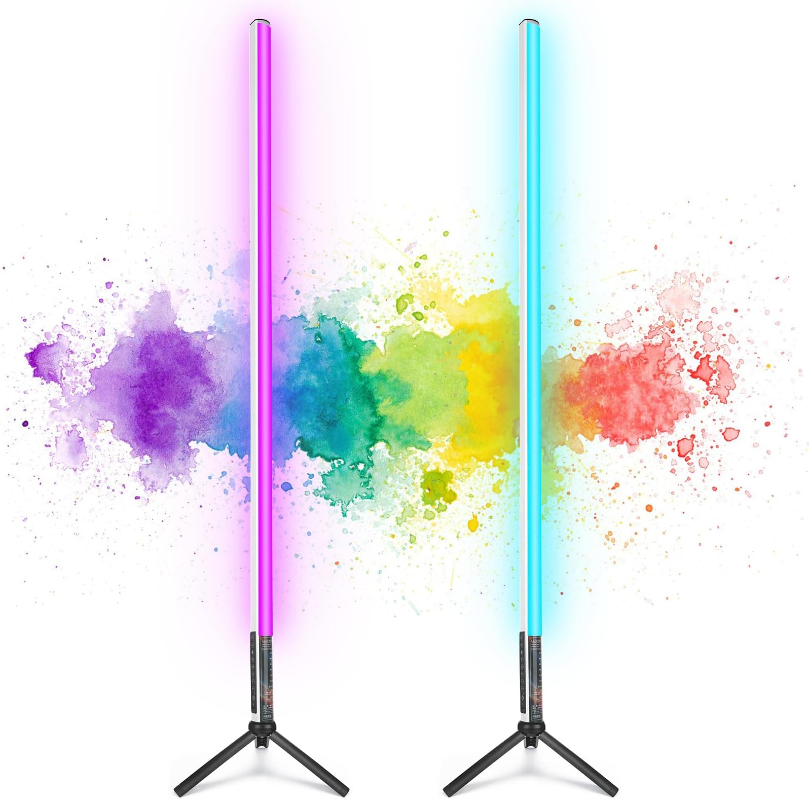2 Pack 4ft Portable Battery Powered Tube Light 120cm Handheld LED Tube Lights with Tripods, 500 Vivid Effects, for DJ Lighting, Dance Club and Photography, Light Painting, YouTube, Night Bar, Party