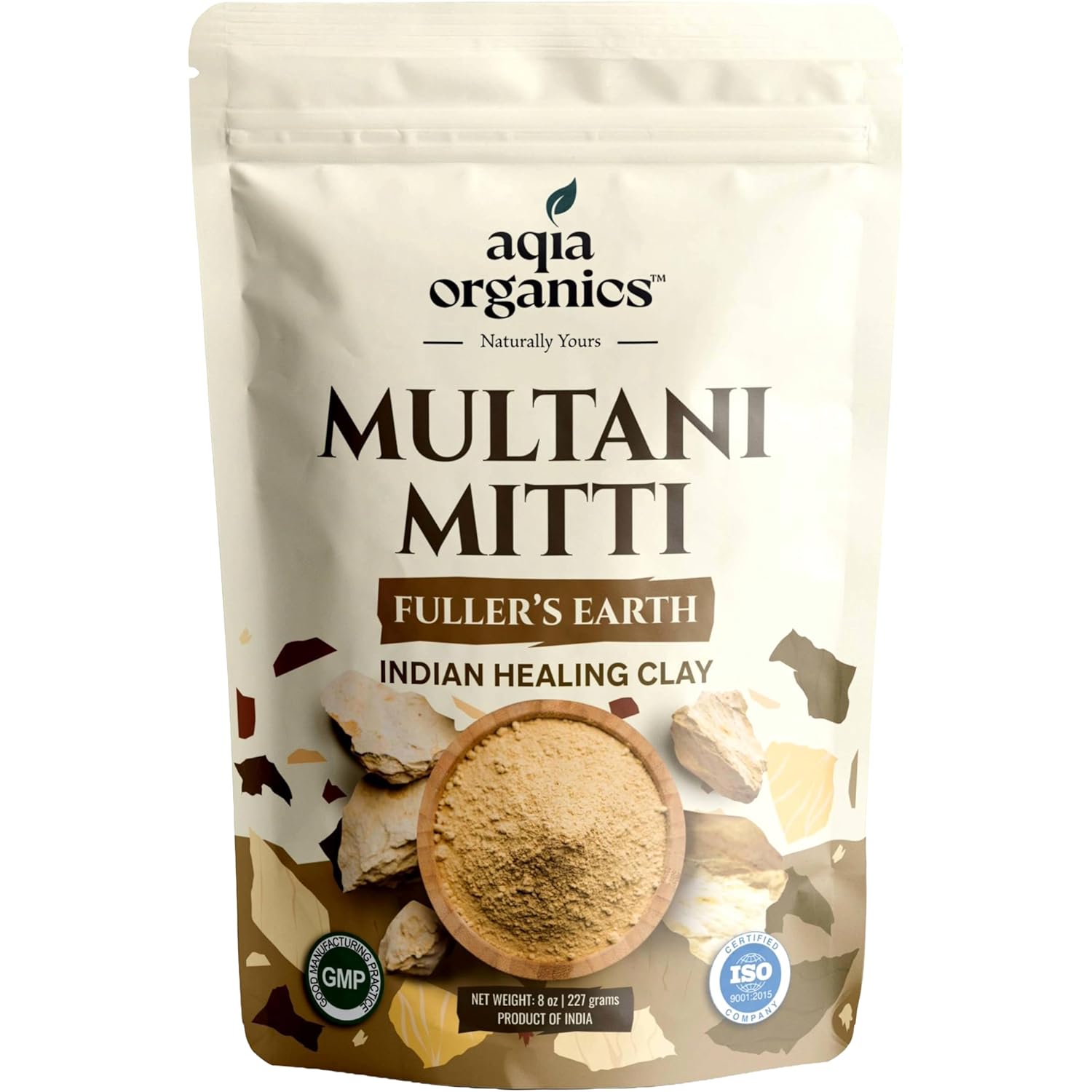 Multani Mitti Powder | Indian Healing Clay | 100% Pure Fullers Earth Powder for Natural Skin Tightening Face Mask | Deep Pores Cleansing | Bentonite Clay | Tan Removal Face Pack | 8 oz