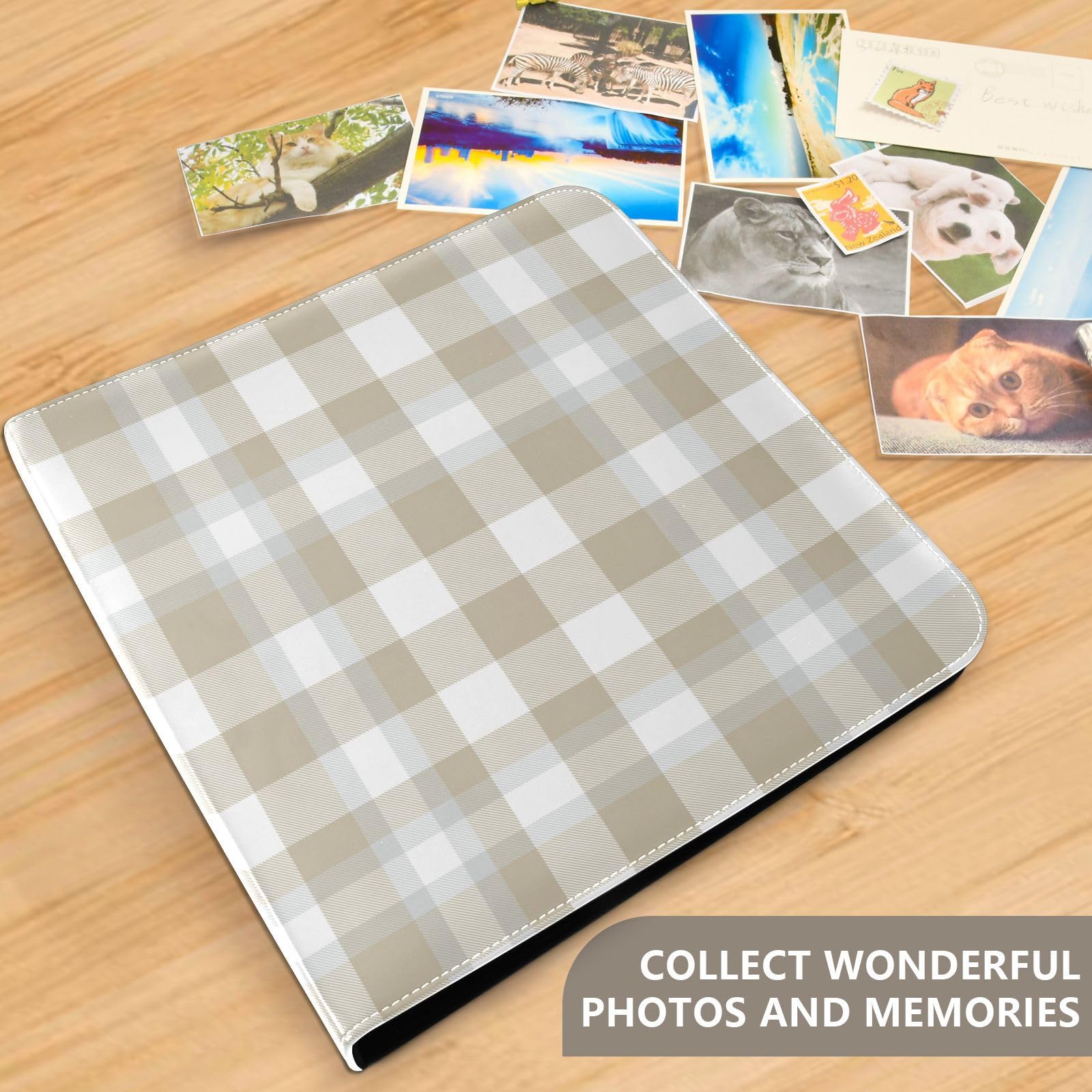 Álbum de fotos, páginas autoadhesivas, estantería, álbumes de fotos, álbumes de fotos para todos los tamaños, 6 x 8 pulgadas, color crema
