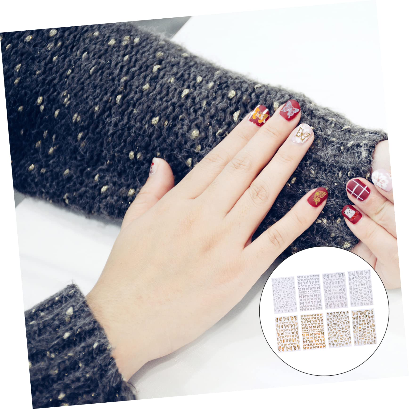3 Set Adesivi Unghie Farfalle Per Decorazioni Manicure Adatti Per Diy Nail Art E Regali Per Amiche Stili Vari Facili Usare 8 Fogli*3