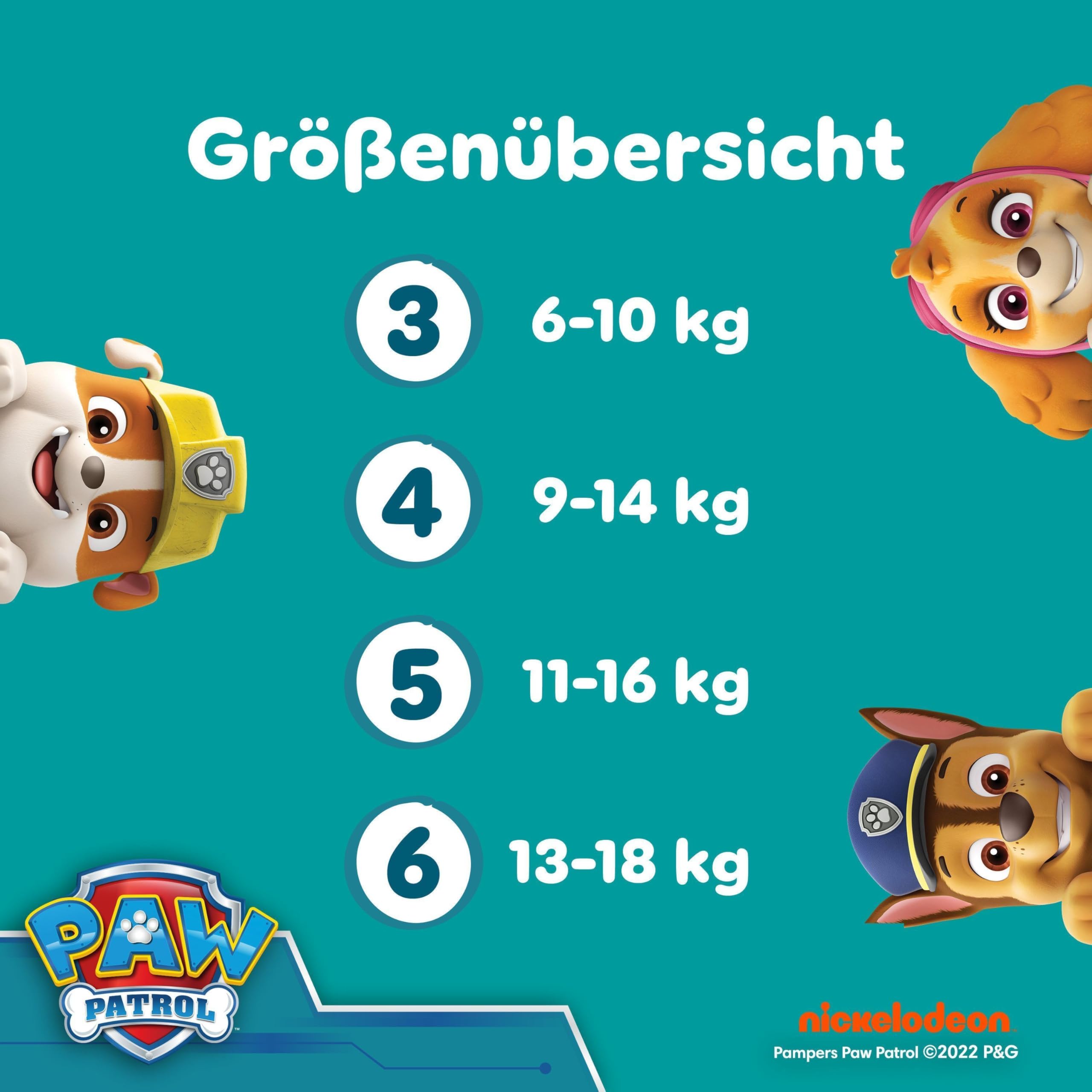 Pampers Baby-Dry Paw Patrol Edition Größe 3, 234 Windeln, 6kg-10kg, Bis zu 100Prozent Auslaufschutz und Komfort die ganze Nacht