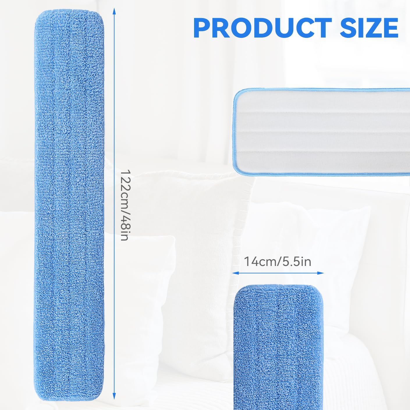 48" Microfiber Pad for Rubbermaid Commercial 48 Inch Mop Head - 4 Pack Replacement Wet & Dry Commercial Reusable Cleaning Mop Refills Fit for Any Microfiber Flat Mop System 48"