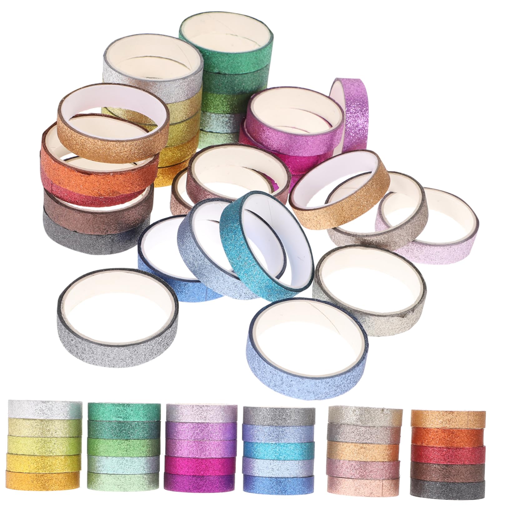 Cinta Washi Brillantina 90 Piezas para Diario y Scrapbook