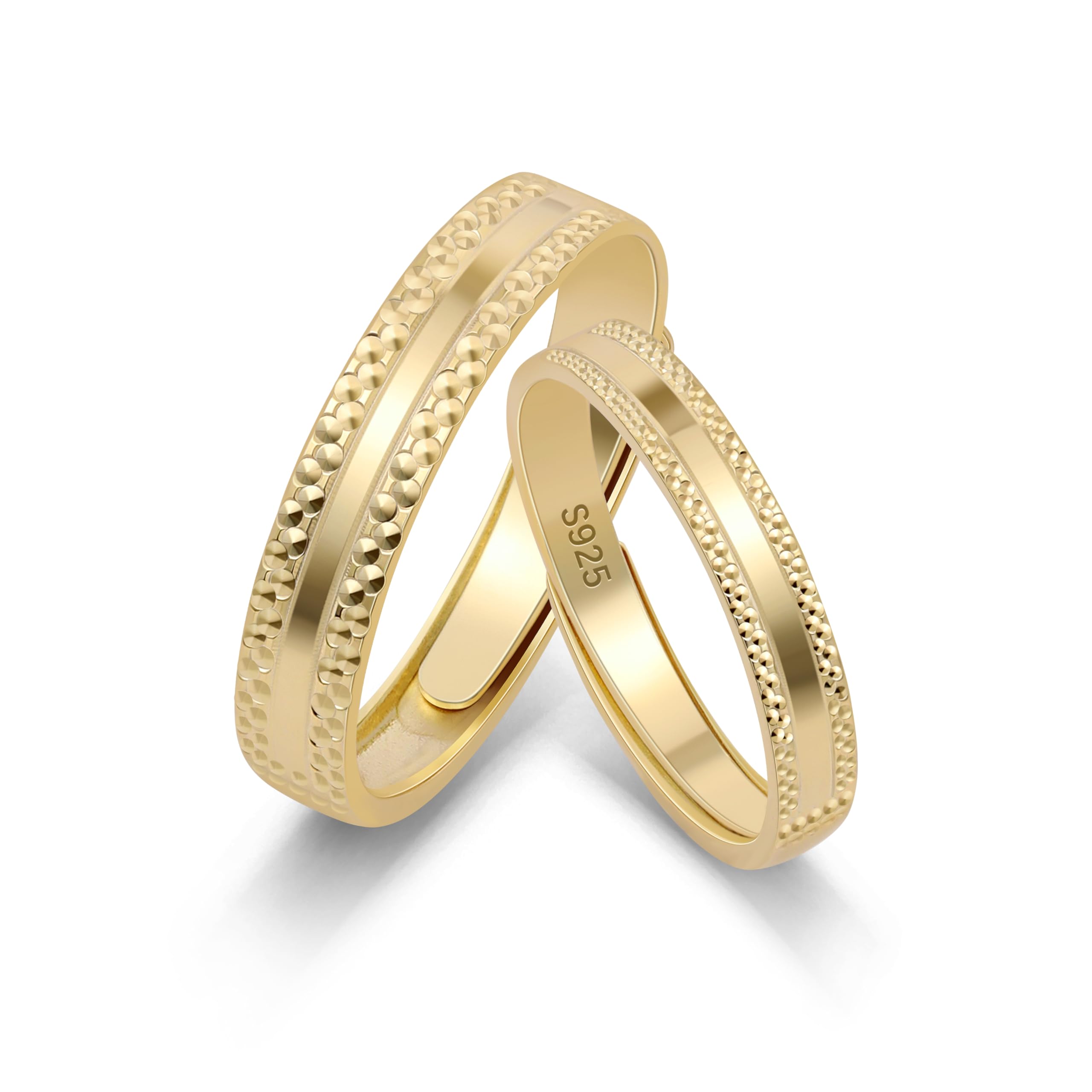 Meissa Alianzas de Plata de Ley 925 para Pareja Anillos de Boda Ajustables de Compromiso Promesa Aniversario Joyería Nupcial San Valentín