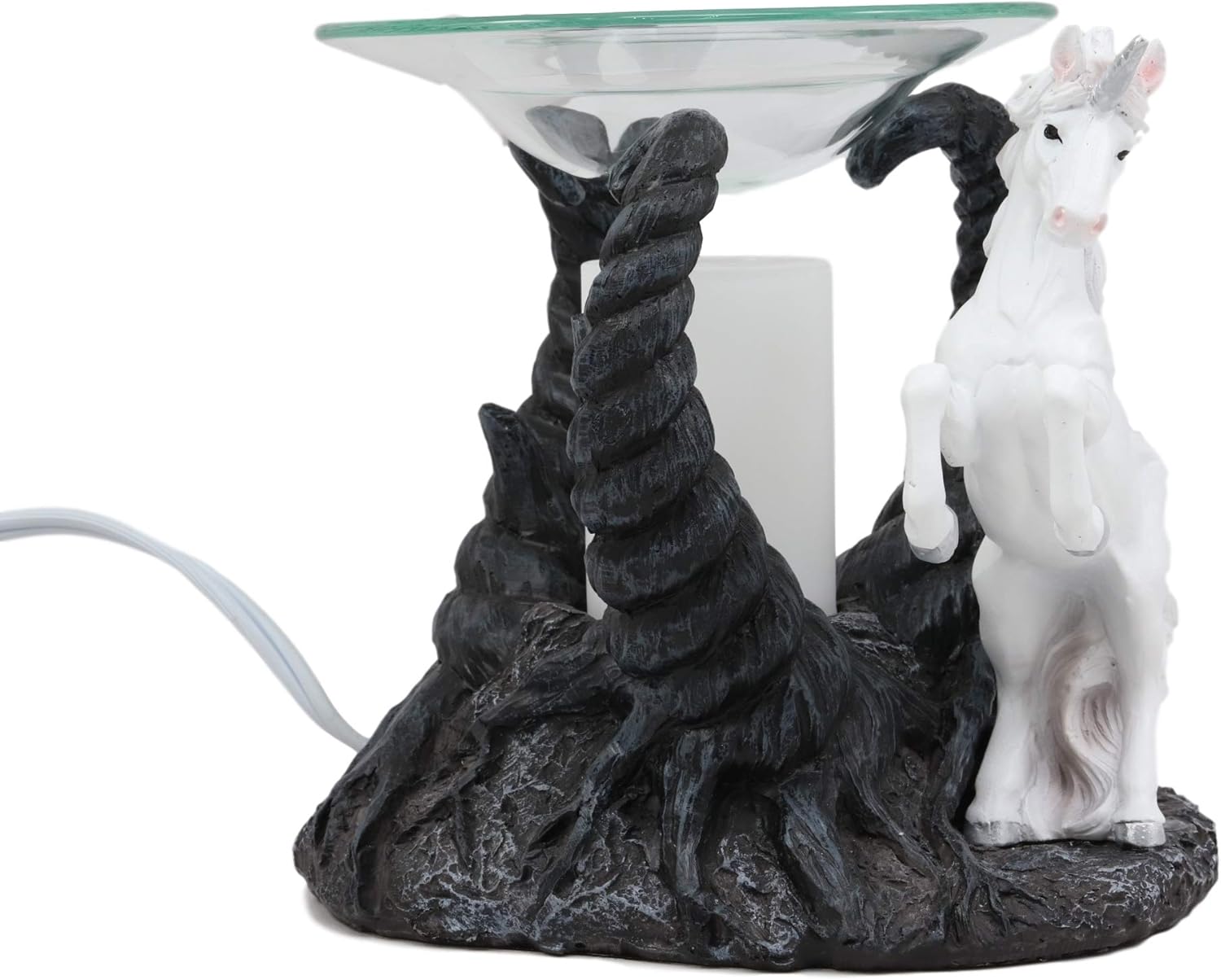 Ebros Fantasy Sacred White Unicorn by Three Enchanted Forest Twisted Trees Electric Oil Burner Tart Warmer Aroma Scent Statue Long Home Fragrance Decorative Unicorns Accessory Figurine