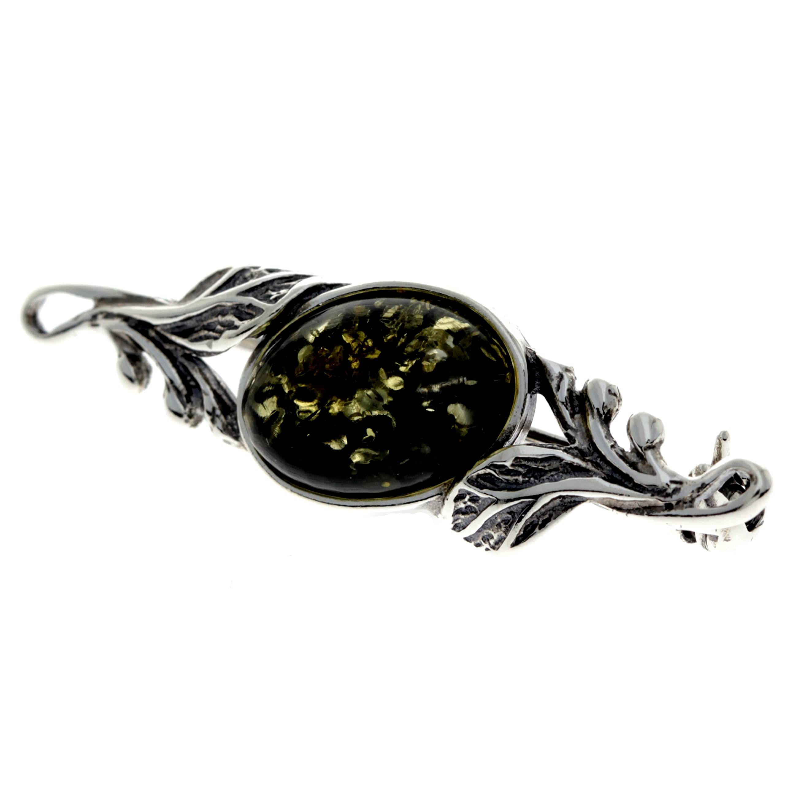 SilverAmber Jewellery - 925 Sterling Silber & echter baltischer Bernstein klassische Brosche 4022