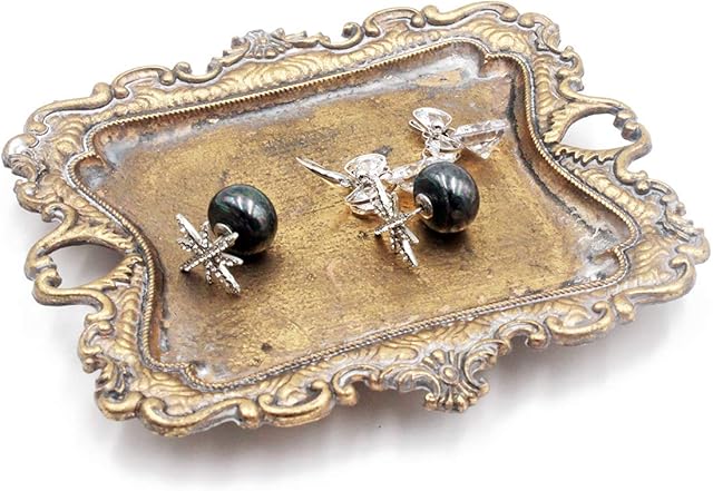 Funly mee Antique Trinket Dish Vintage Gold Jewelry Tray, Ring Holder