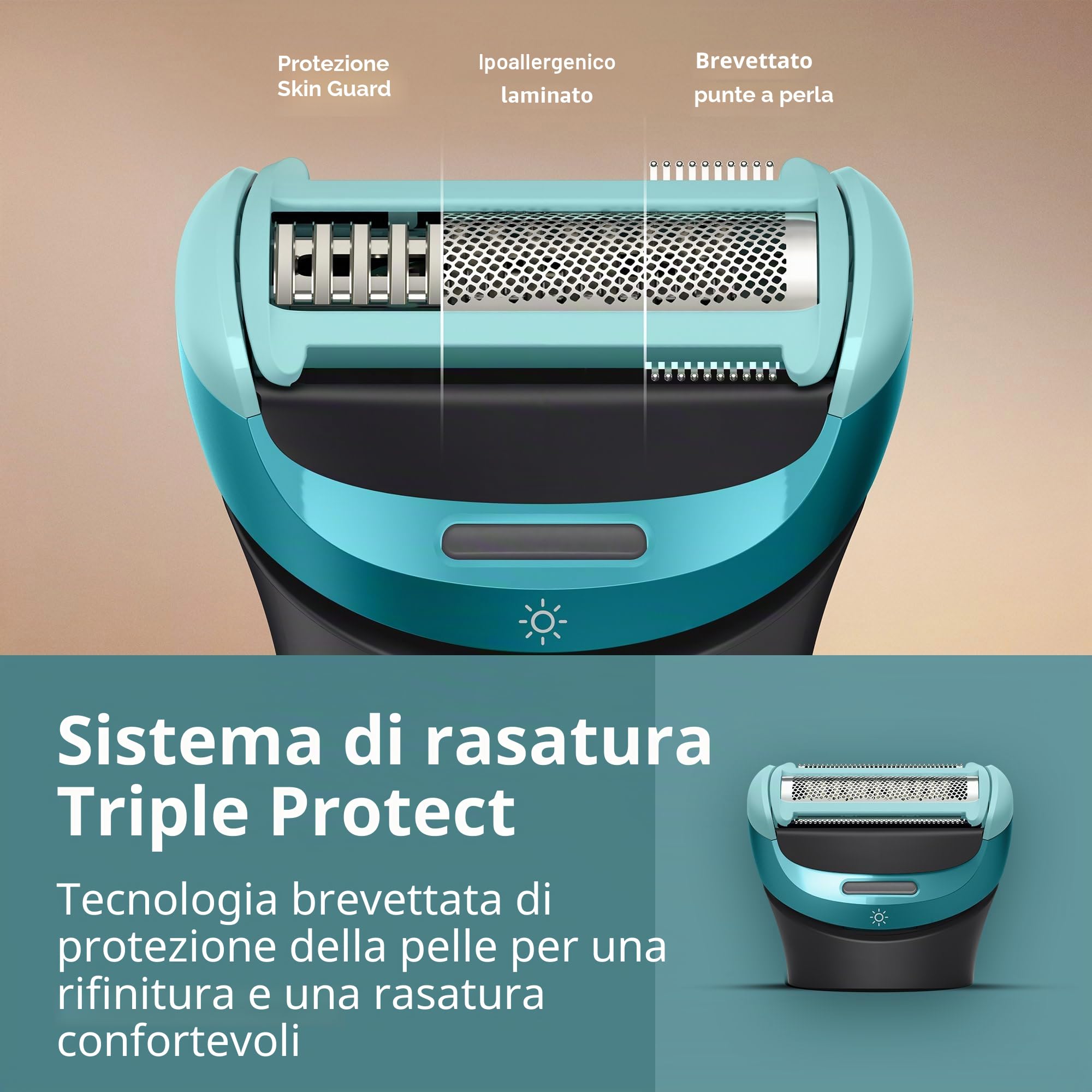 Philips Norelco Body Groomer 9000 Series, rasoio per uomini e sistema di rasatura intima con pulitore UV Cube e attacco posteriore regolabile, 100% impermeabile, BG9480/50