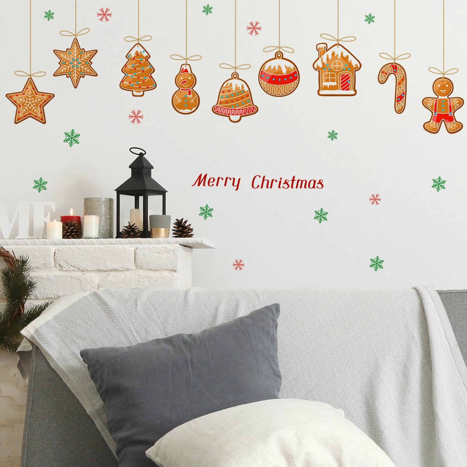 Calcomanía De Pared De Feliz Navidad Y Próspero Año Nuevo, Copos De Nieve, Citas Adhesivas, Decoraciones, 66 Cm × 61 Cm, Letras Adhesivas De Vinilo Para Decir, Decoraciones De Arte De