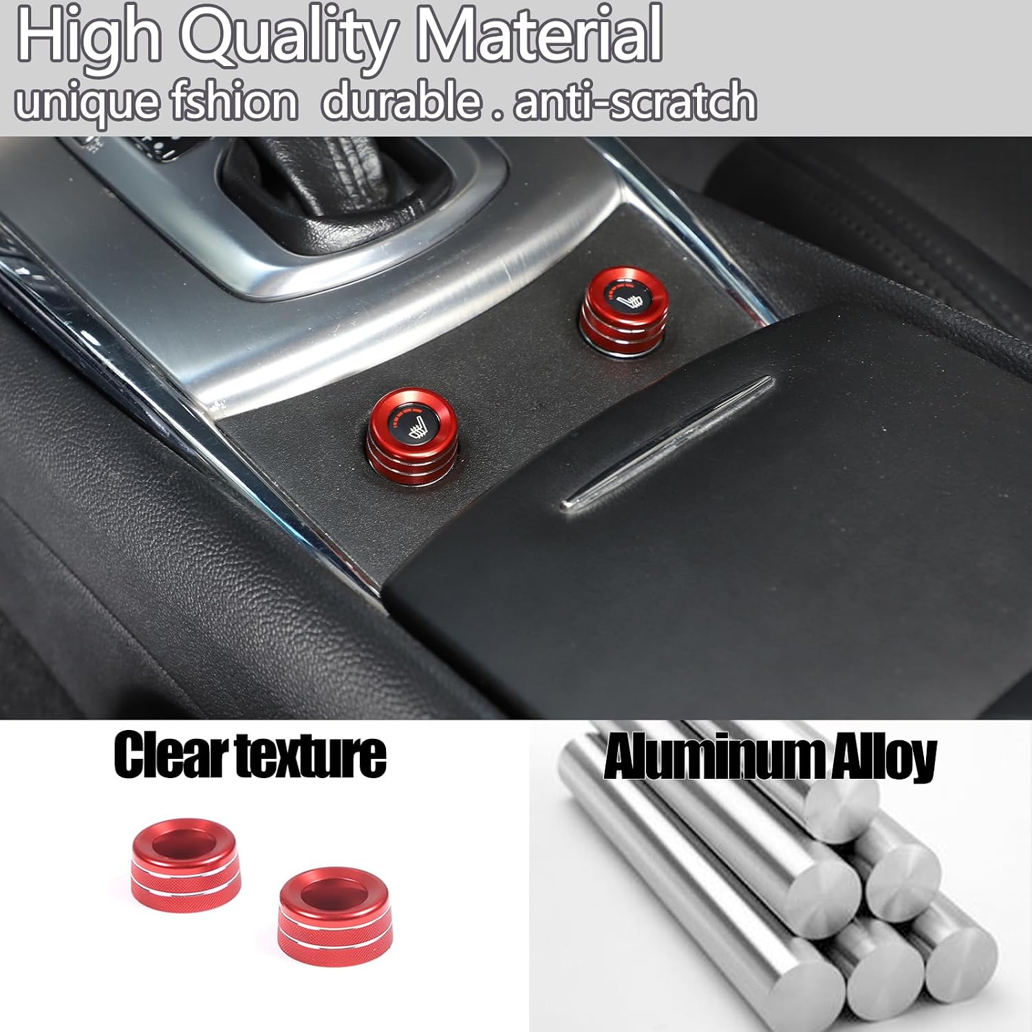 Seat Heating Knob Ring Compatible with Infiniti G37 2007-2013 G35 2007-2008, Seat Heating Adjustment knob Cover Trim Accessories(red)