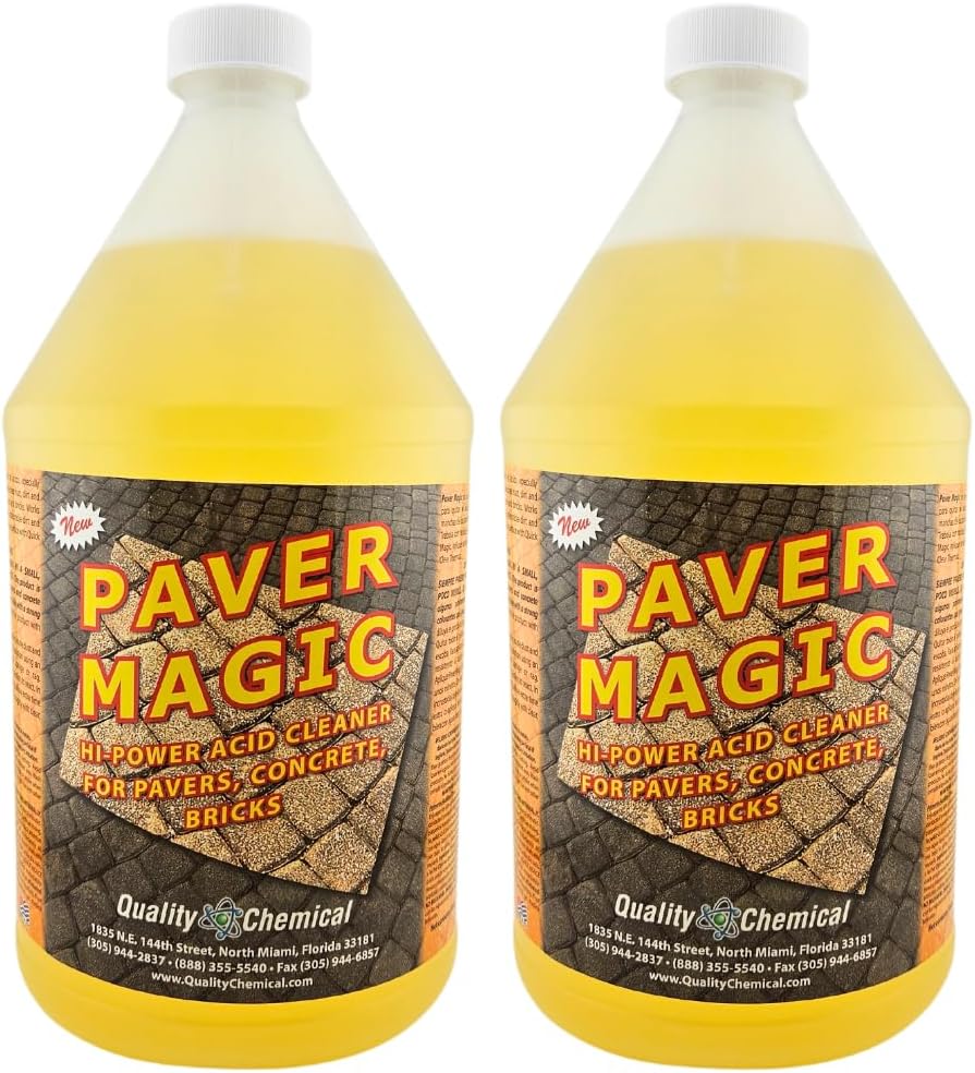 Quality Chemical Paver Magic - High Power Concrete, Brick and Paver Cleaner - Outdoor Stain Remover - 128 oz (Pack of 1)