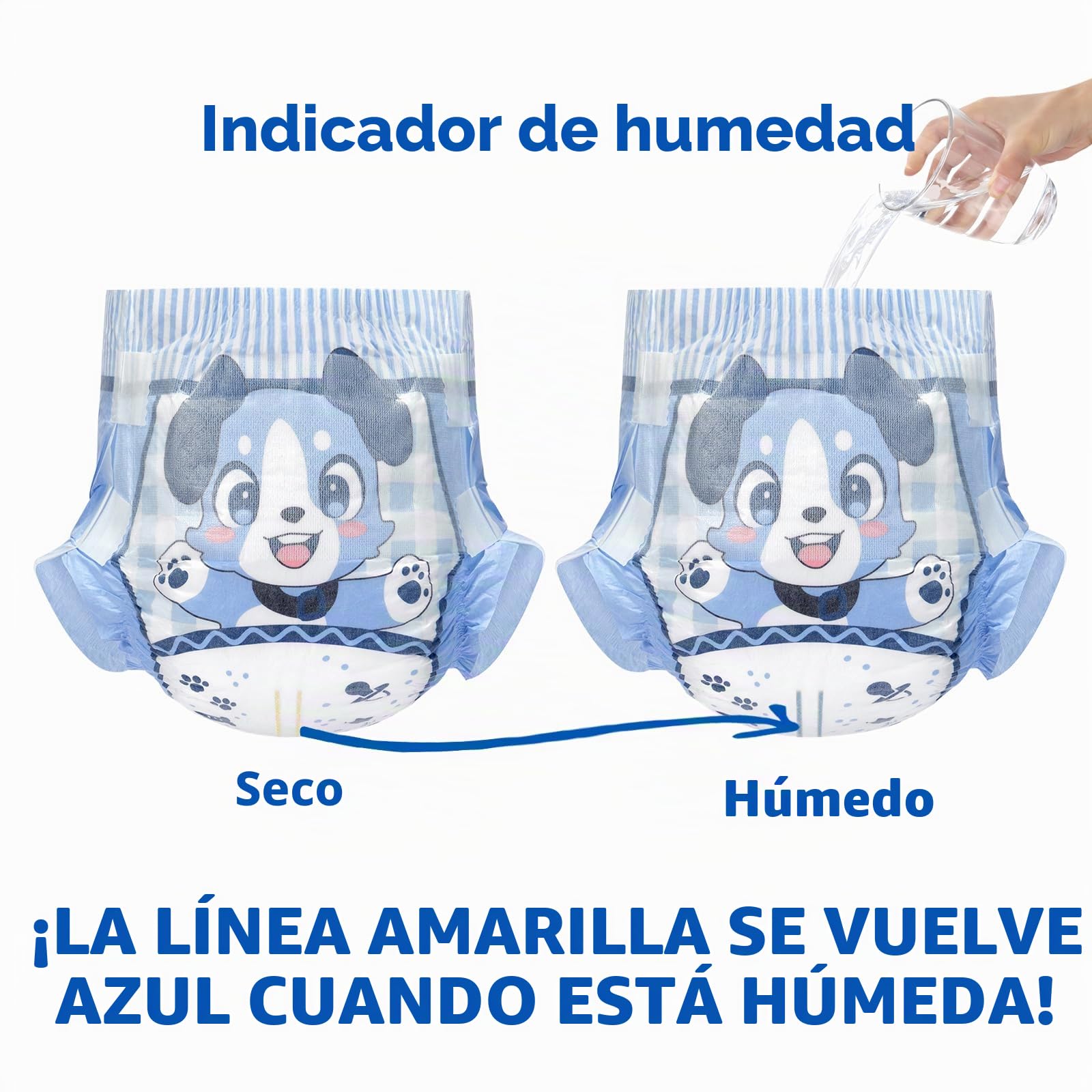 LittleForBig Cierre de Gancho y Bucle Ajustable Pañal Impreso Adultos Dorso de Tela 10 Piezas - Azul Pequeño BabyFur (Medium 71-96 cm)
