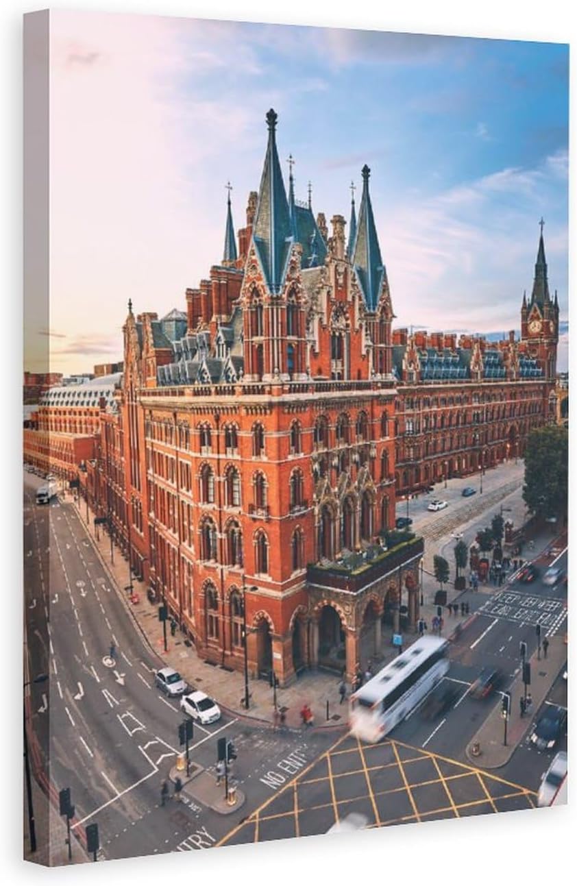 St Pancras Station Kings Cross London Canvas Poster Bedroom Decor Sports Landscape Office Room Decor Gift,Canvas Poster Wall Art Decor Print Picture Paintings for Living Room Bedroom Decoration 8x12in