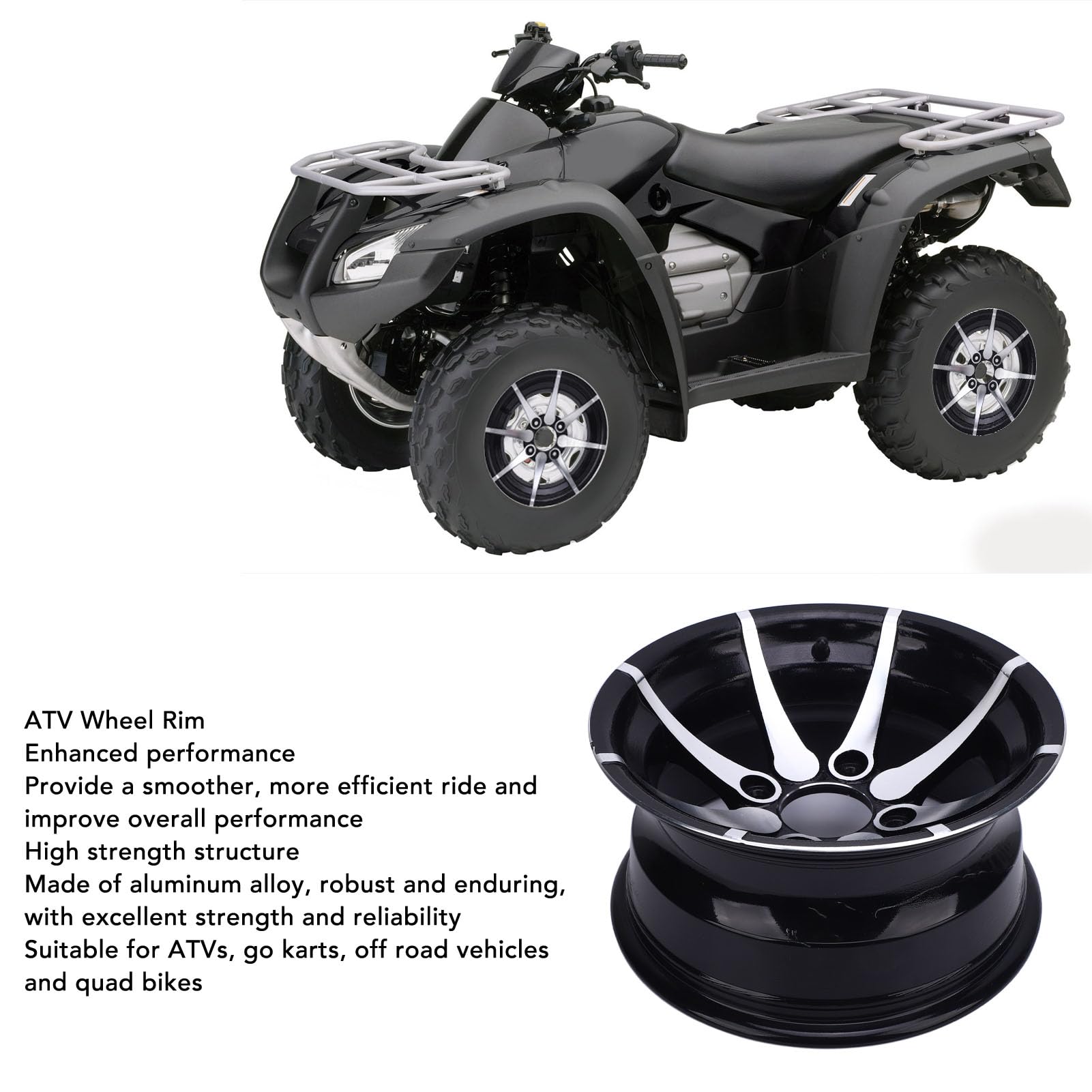 Aramox 12-calowa Felga ATV 25X8-12 Wymiana Stopu Aluminium Obręcz Koła Szosowego Używana do Wózków Gokartowych i Quadów