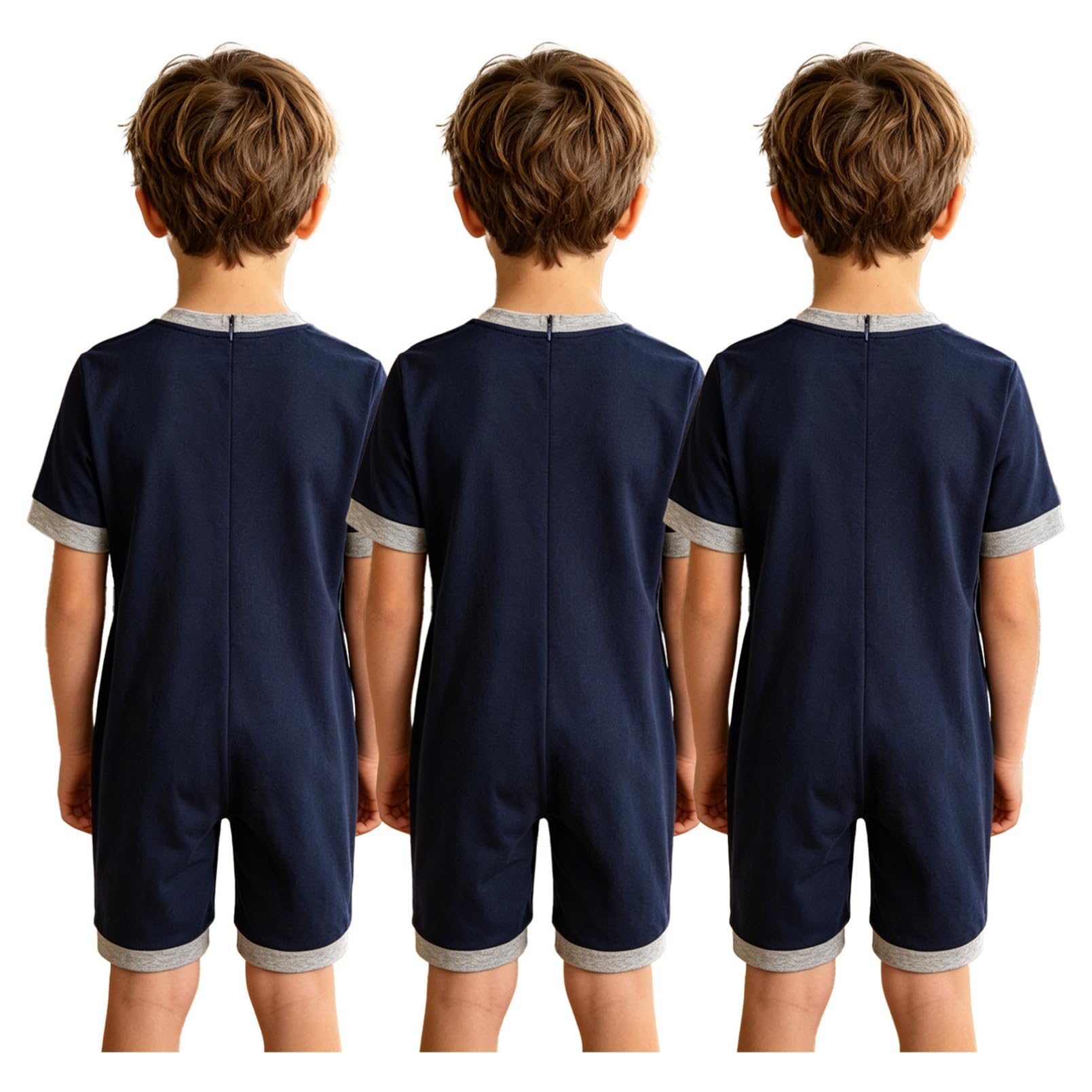 inhzoy 3 Pezzi Tutine Pagliaccetto Bambini Ragazzi Abbigliamento Adattivo per Esigenze Speciali Romper Pigiama Manica Corta Jumpsuit Bodysuit Romper Sportswear