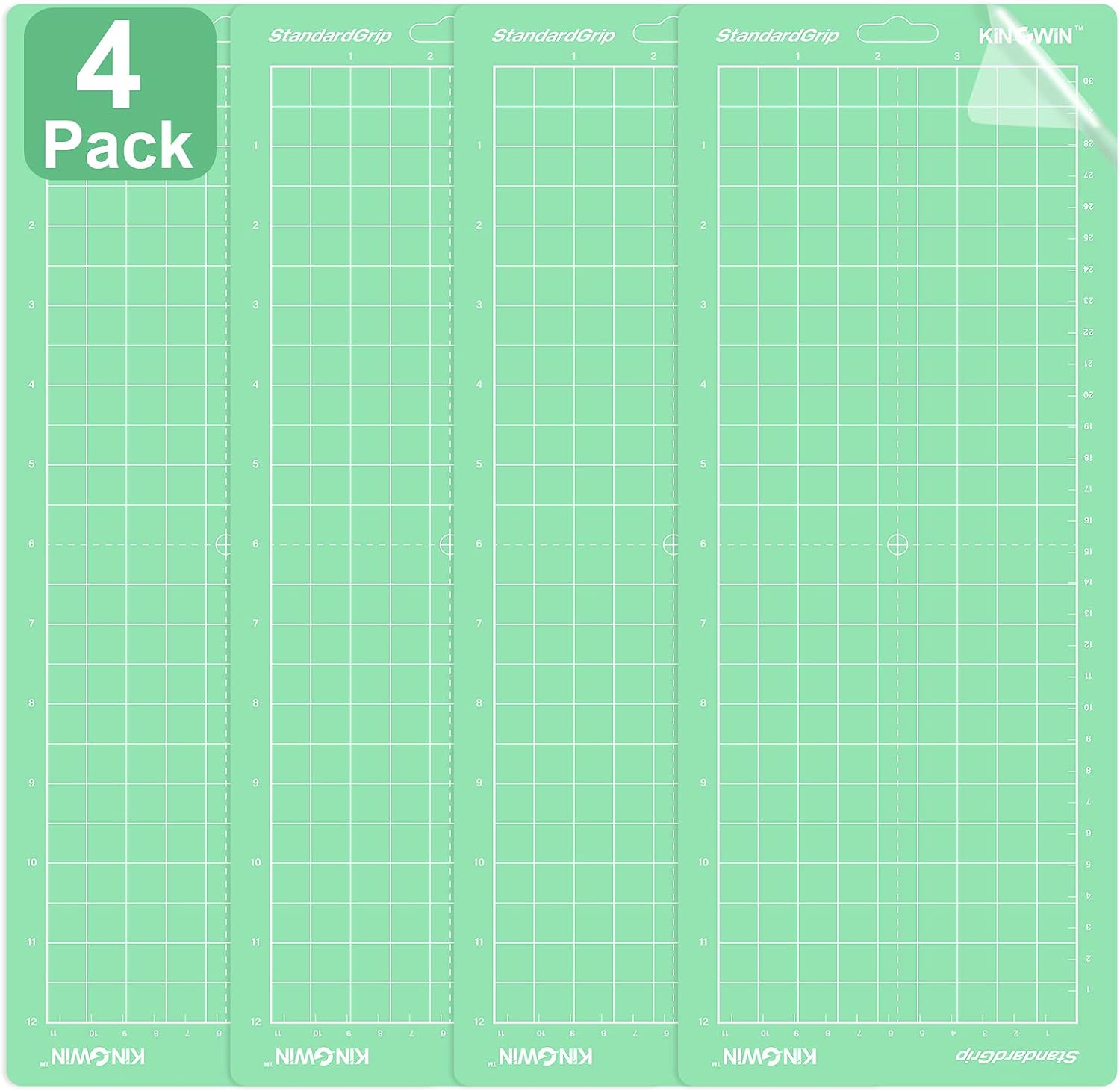 KINGWIN Mini Cutting Mat for Cricut Joy Accessories 4.5”X12” Standard Grip Sticky Cricut Joy Mat 4 Mats Pack Green