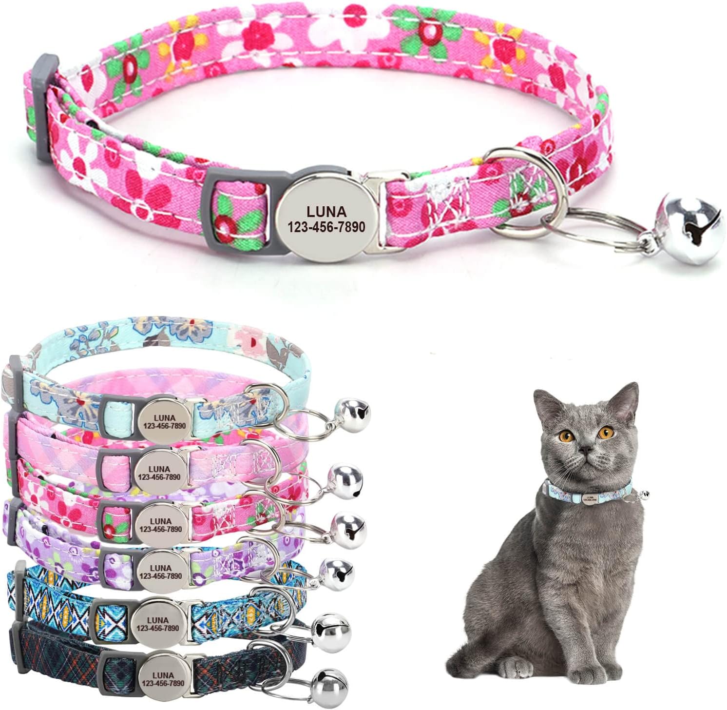 Pet Supplies Cat Collar PersonalizedCustom Cat Collar Breakaway with