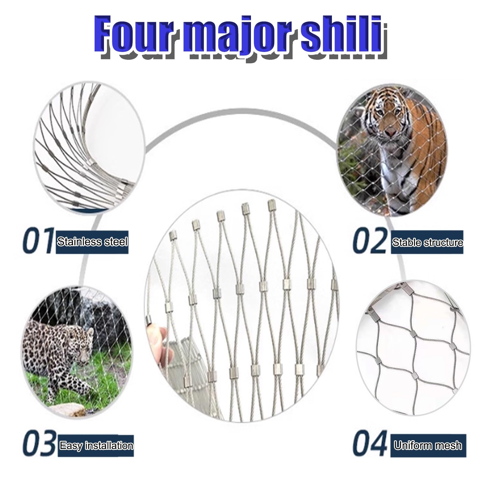 Rete di sicurezza flessibile in metallo resistente, griglia di sicurezza multiuso, per balconi e scale, 6 x 0,7 m, pannello di protezione per animali domestici e bambini, soluzione di sicurezza