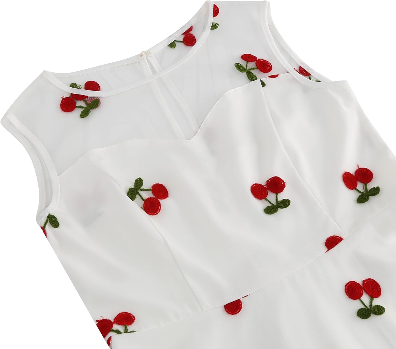 Vintage 1950s Cherry Print Dress - White Swing Dress for Women - Retro Cocktail Party Dress - 2XL - Image 4
