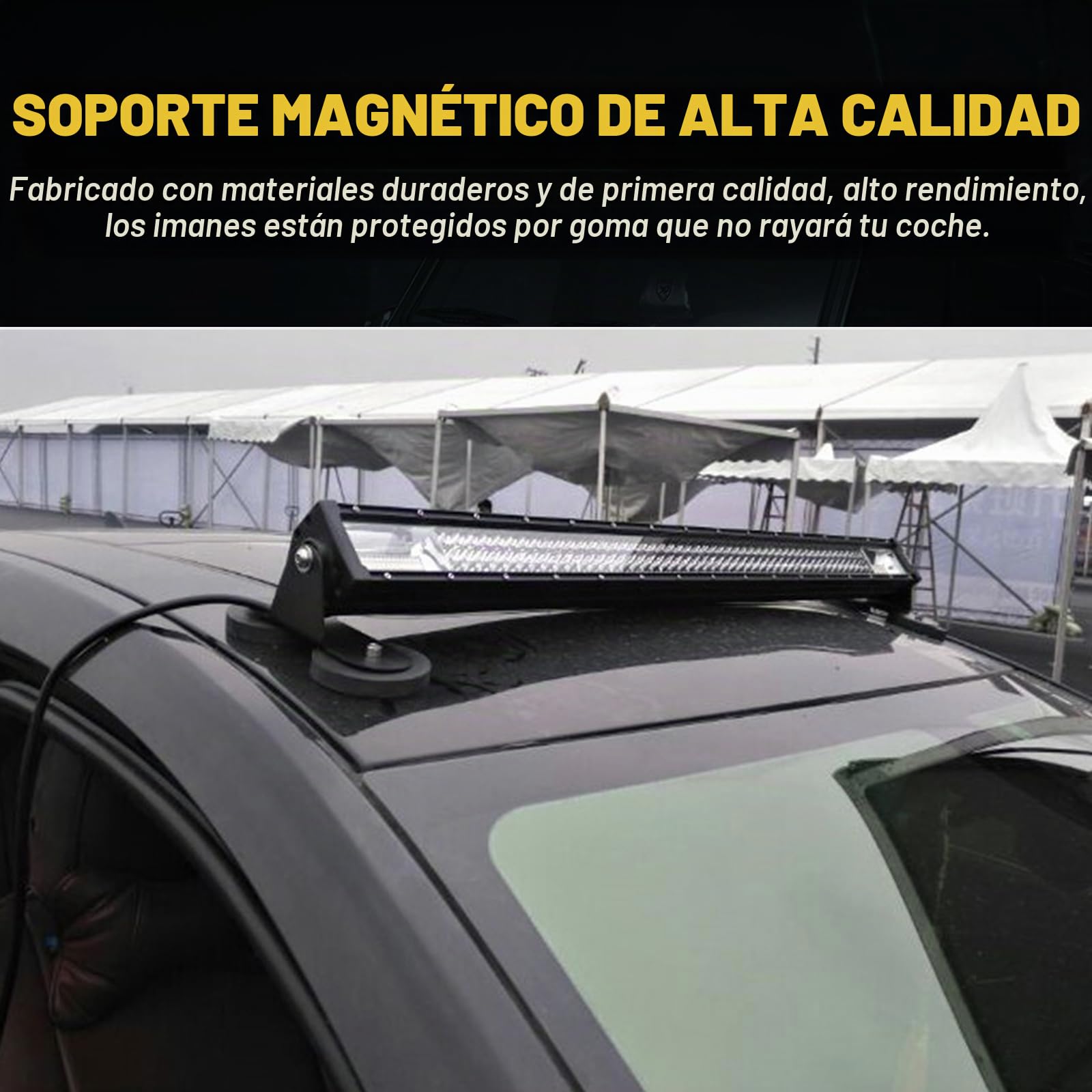 RIGIDON 2x 88mm soportes de montaje base magnética para barra de luces led | Universal, potente, soporte con almohadilla de goma, para coche todoterreno camión 4x4 ATV SUV barco, robusto y duradero